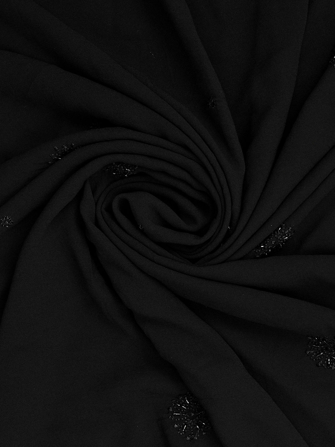 Ada Hand Embroidered Black Viscose Georgette Unstitched Lucknowi Chikankari Kurta Dupatta With Cutdana Work 01A553563