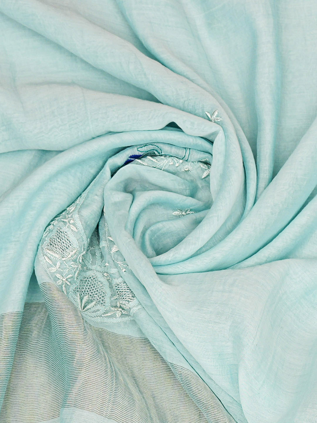 Ada Hand Embroidered Blue Chanderi Lucknowi Chikankari Dupatta 01A947219