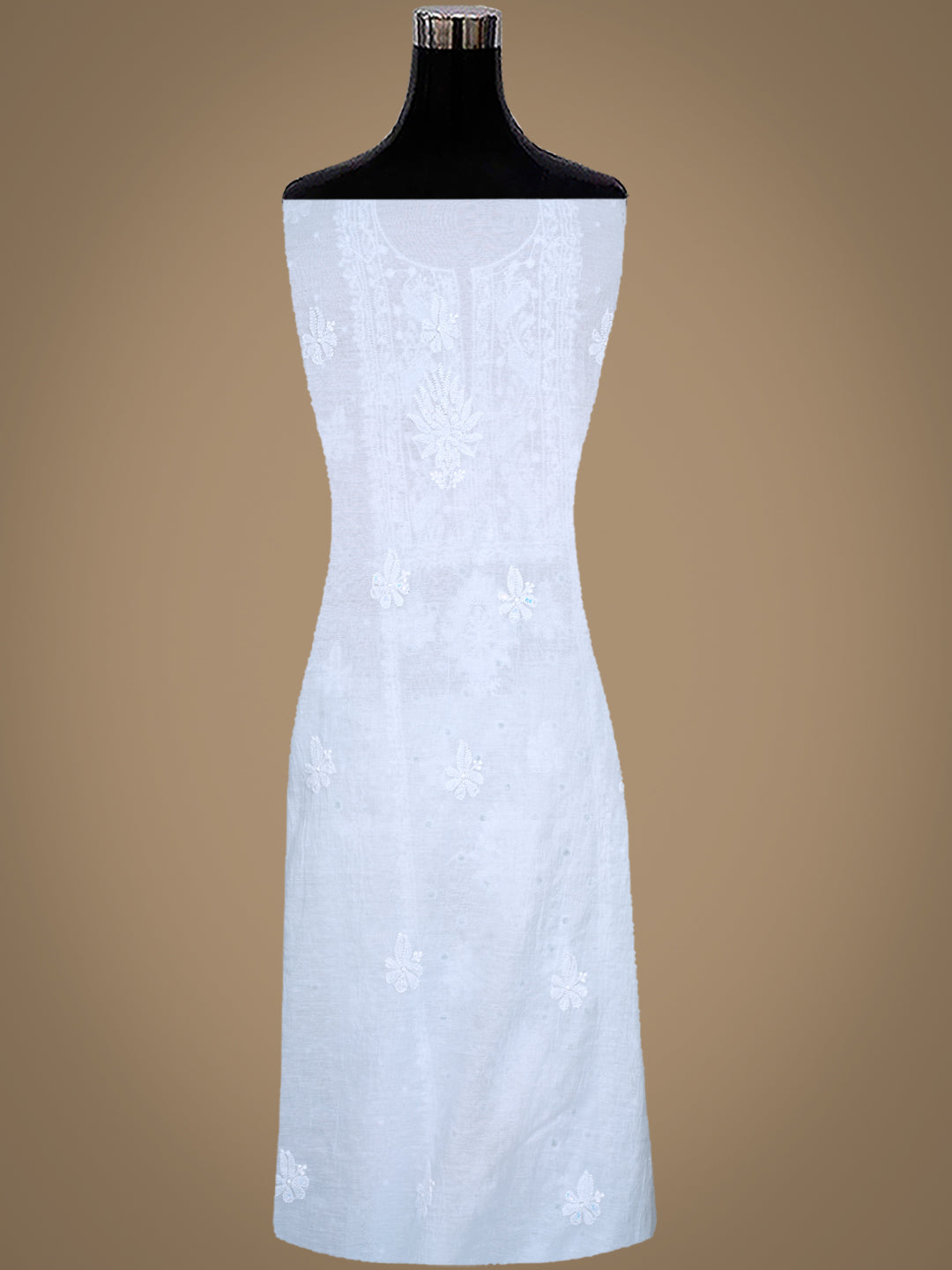 Ada Hand Embroidered Blue Chanderi Lucknowi Chikankari Unstitched Kurta Dupatta Set with Cutdana Work 01A737392
