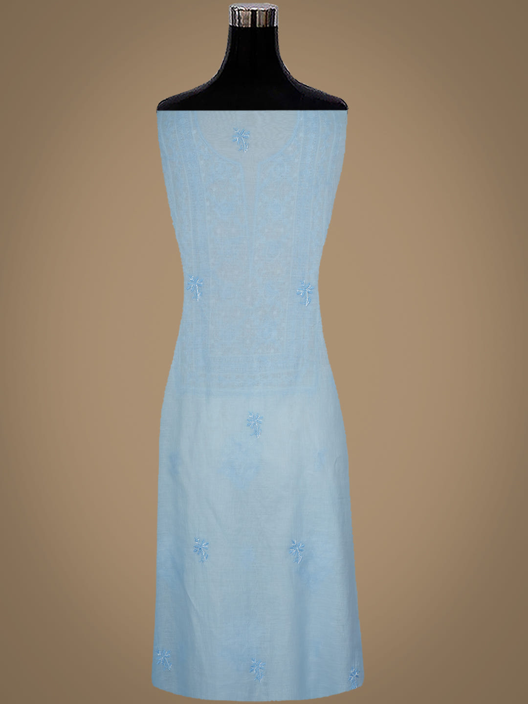 Ada Hand Embroidered Blue Chanderi Lucknowi Chikankari Unstitched Kurta Dupatta Set With Cutdana Work 01A972750