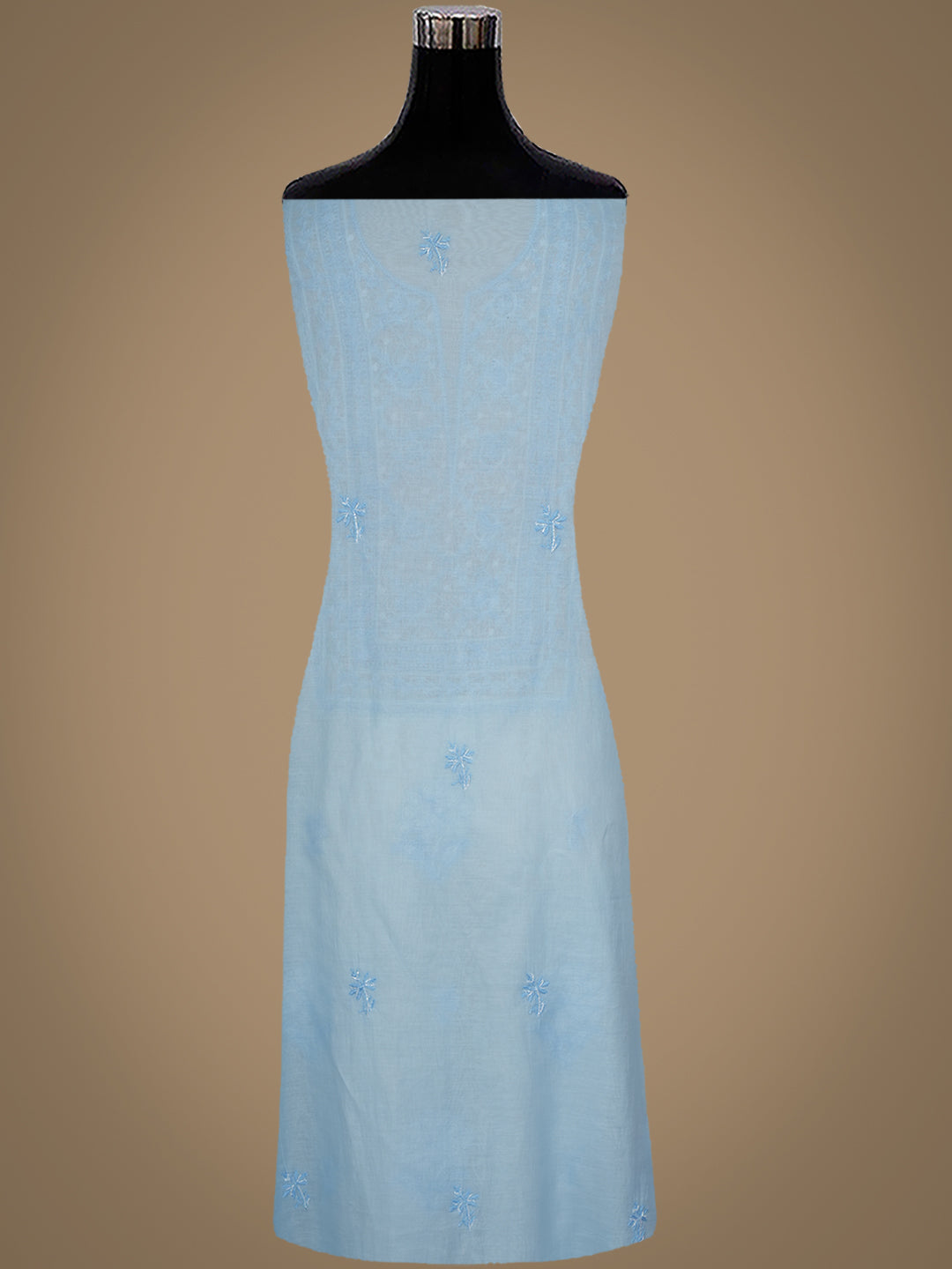 Ada Hand Embroidered Blue Chanderi Lucknowi Chikankari Unstitched Kurta Dupatta With Cutdana Work 01A972750
