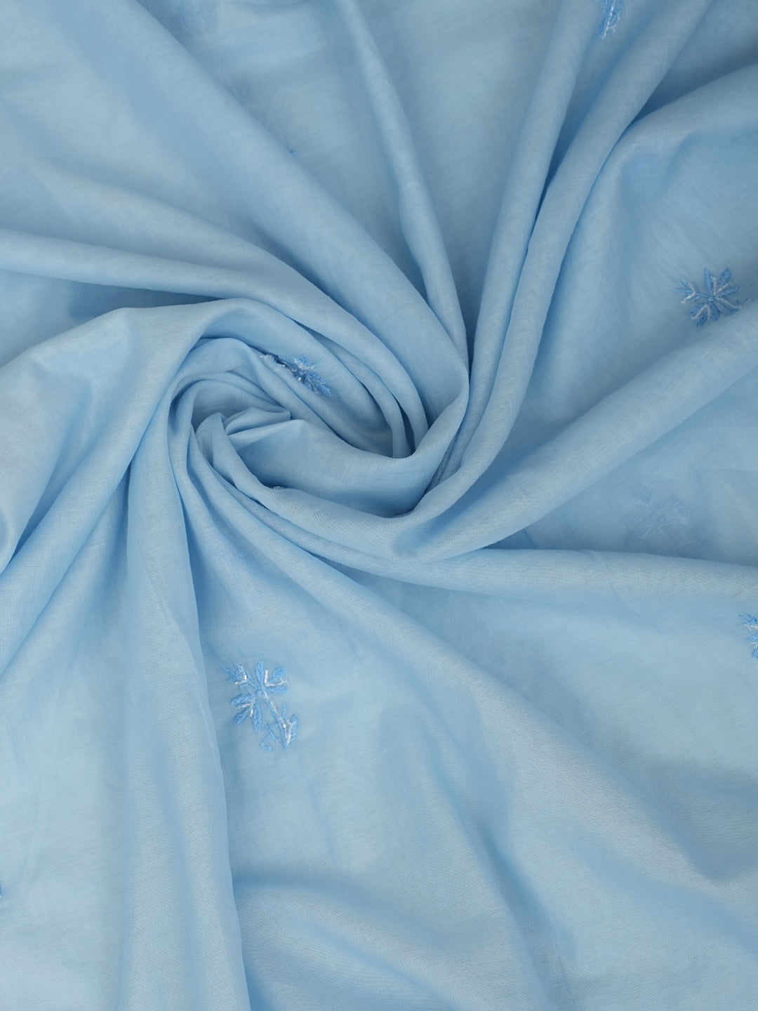 Ada Hand Embroidered Blue Chanderi Lucknowi Chikankari Unstitched Kurta Dupatta With Cutdana Work 01A972750