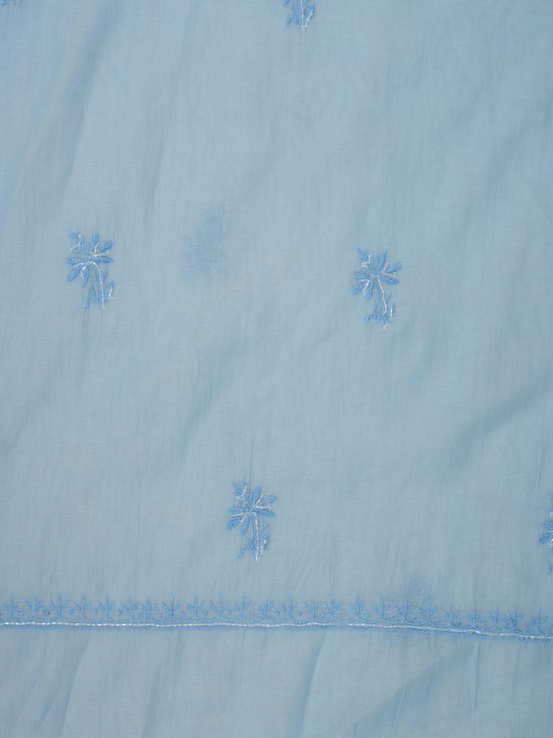 Ada Hand Embroidered Blue Chanderi Lucknowi Chikankari Unstitched Kurta Dupatta Set With Cutdana Work 01A972750