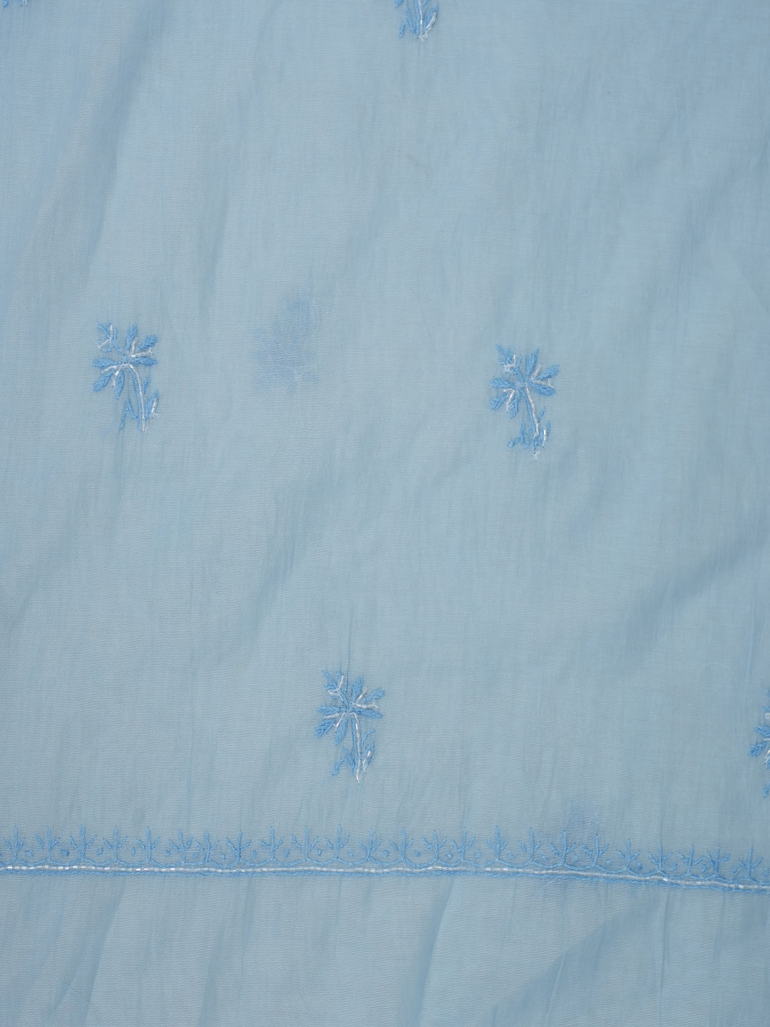 Ada Hand Embroidered Blue Chanderi Lucknowi Chikankari Unstitched Kurta Dupatta With Cutdana Work 01A972750