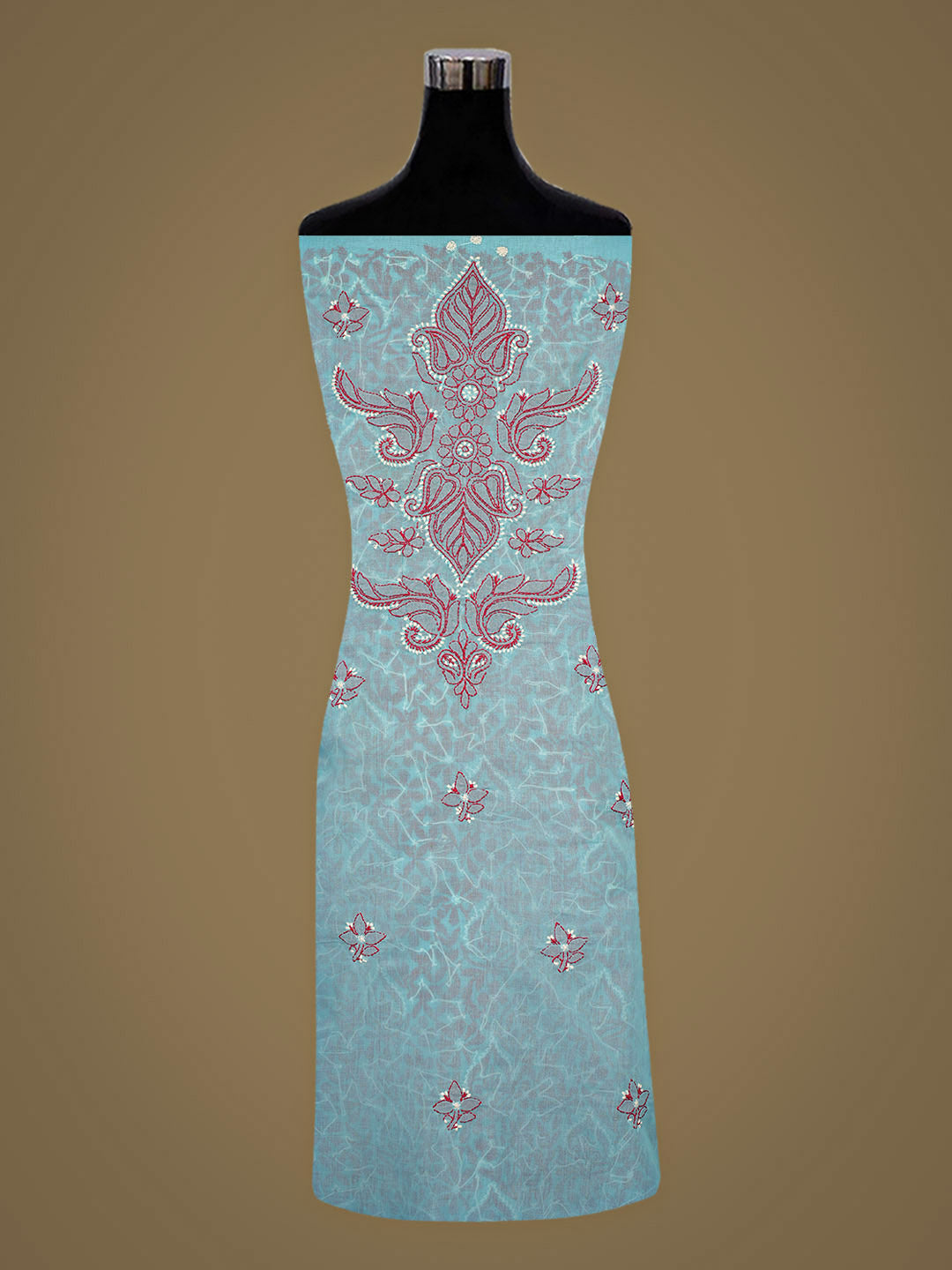 Ada Hand Embroidered Blue Cotton Lucknowi Chikankari Unstitched Kurta 01A898527