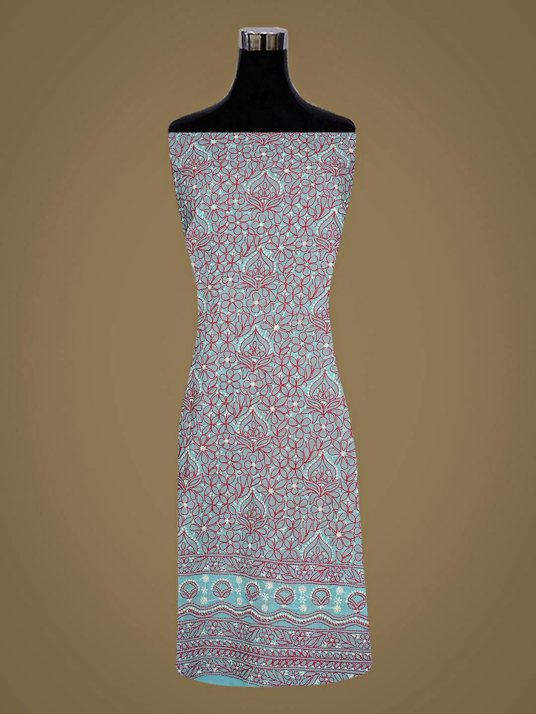 Ada Hand Embroidered Blue Cotton Lucknowi Chikankari Unstitched Kurta 01A898527