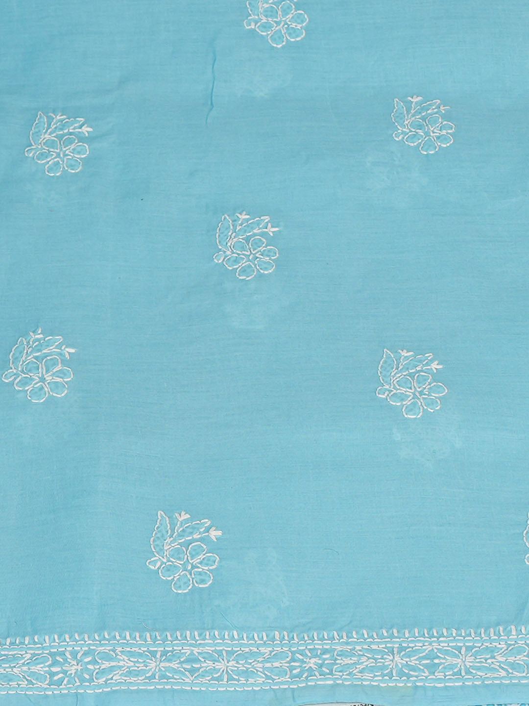 Ada Hand Embroidered Blue Cotton Lucknowi Chikankari Unstitched Kurta 01A991989