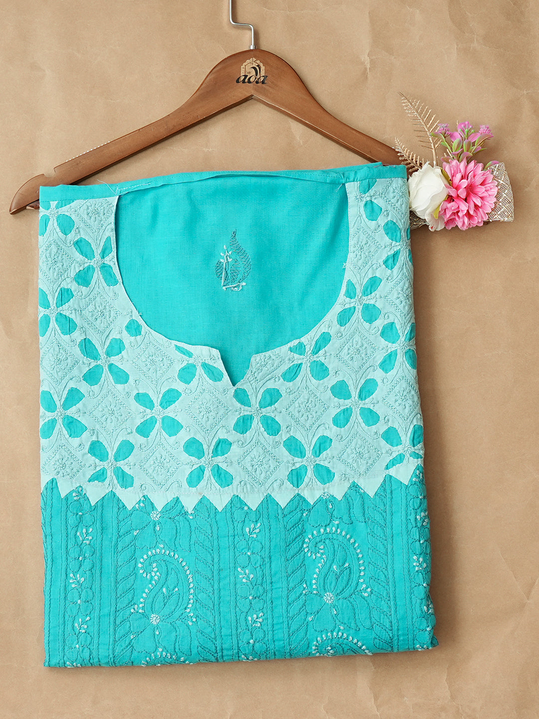 Ada Blue Cotton Unstitched Kurta Kurta Piece_1