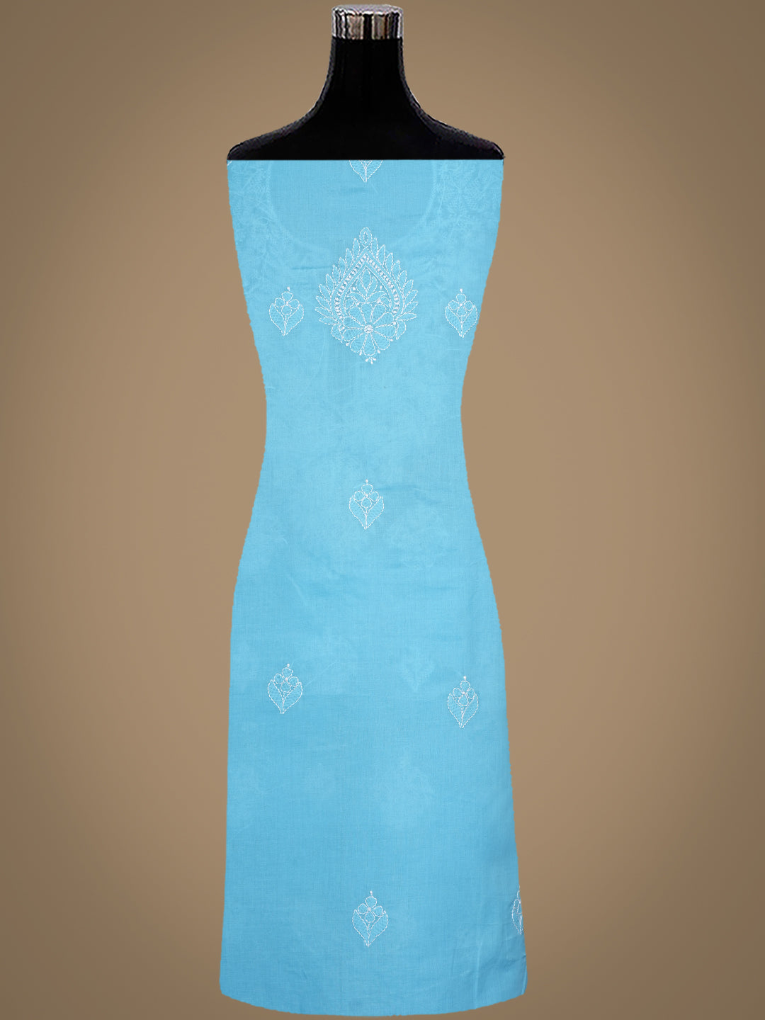 Ada Hand Embroidered Blue Cotton Lucknowi Chikankari Unstitched Kurta Piece 01A991898