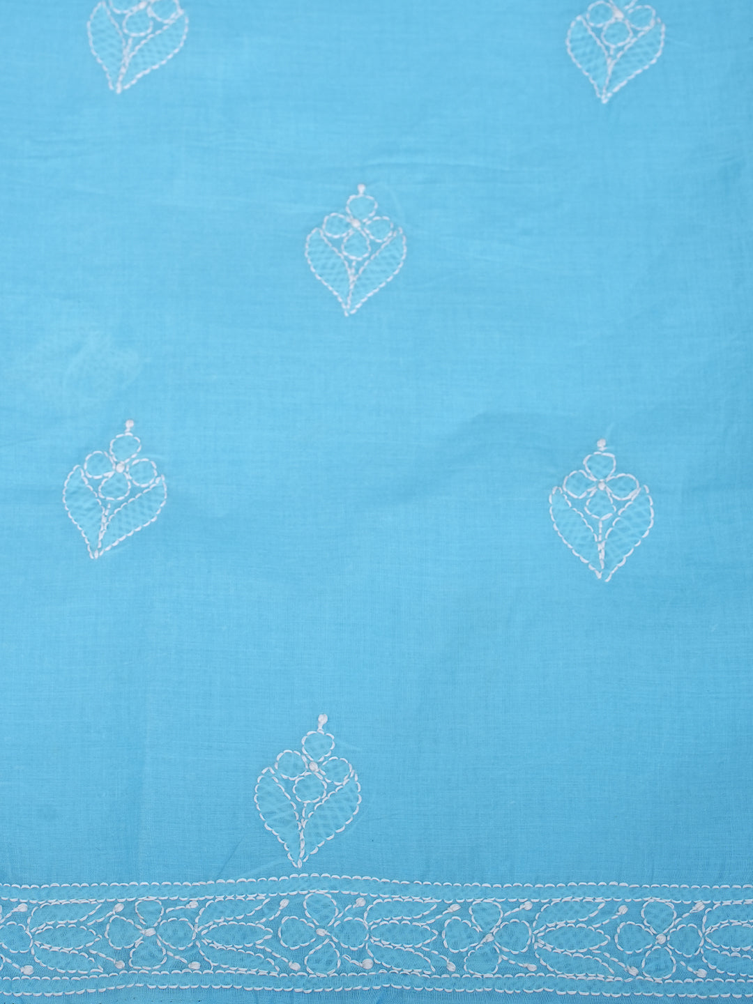 Ada Hand Embroidered Blue Cotton Lucknowi Chikankari Unstitched Kurta Piece 01A991898