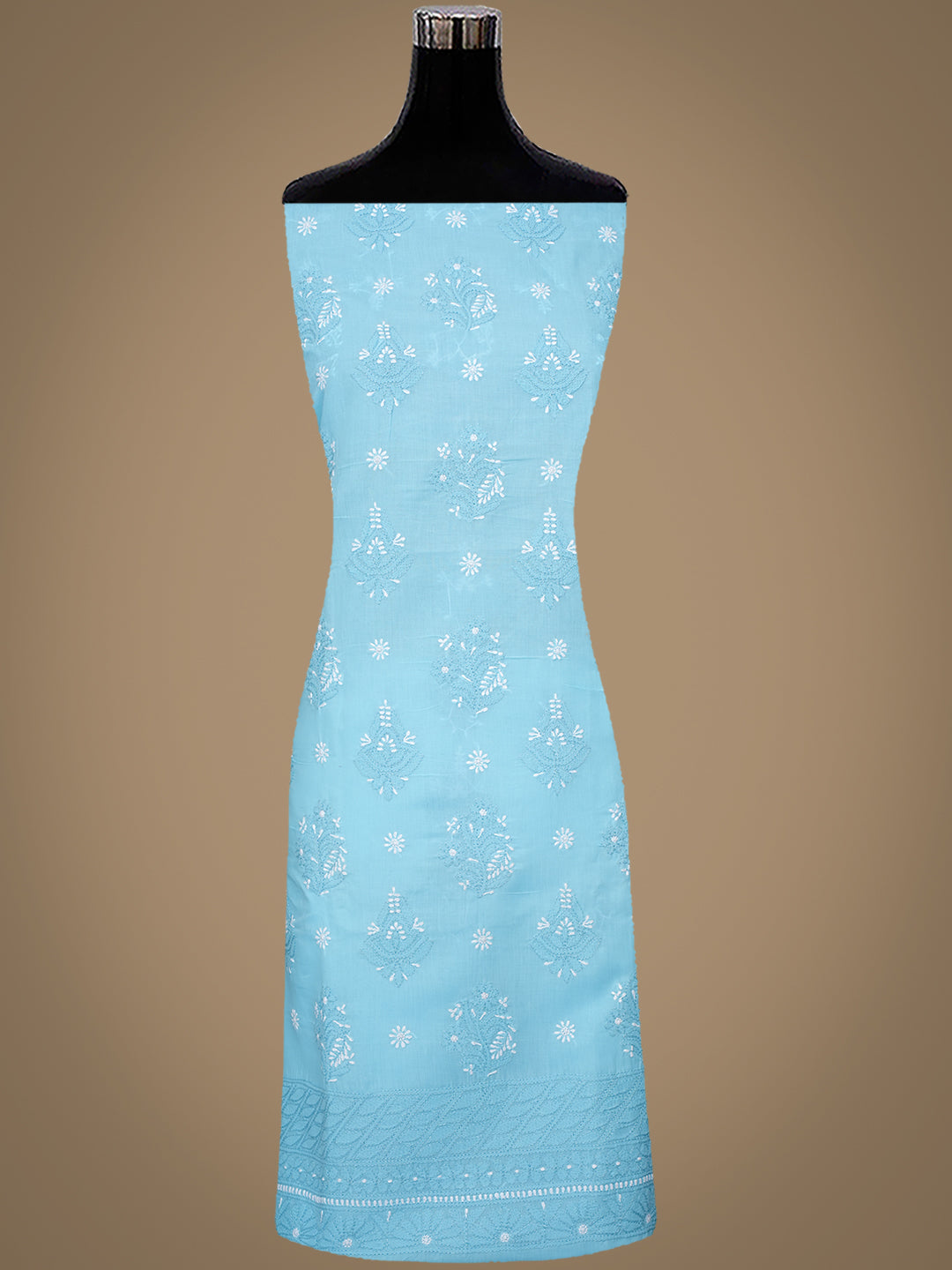 Ada Hand Embroidered Blue Cotton Lucknowi Chikankari Unstitched Suit Piece 01A595785