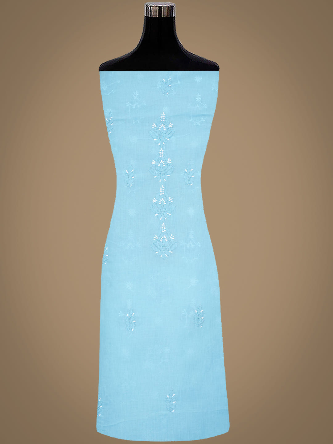 Ada Hand Embroidered Blue Cotton Lucknowi Chikankari Unstitched Suit Piece 01A595785