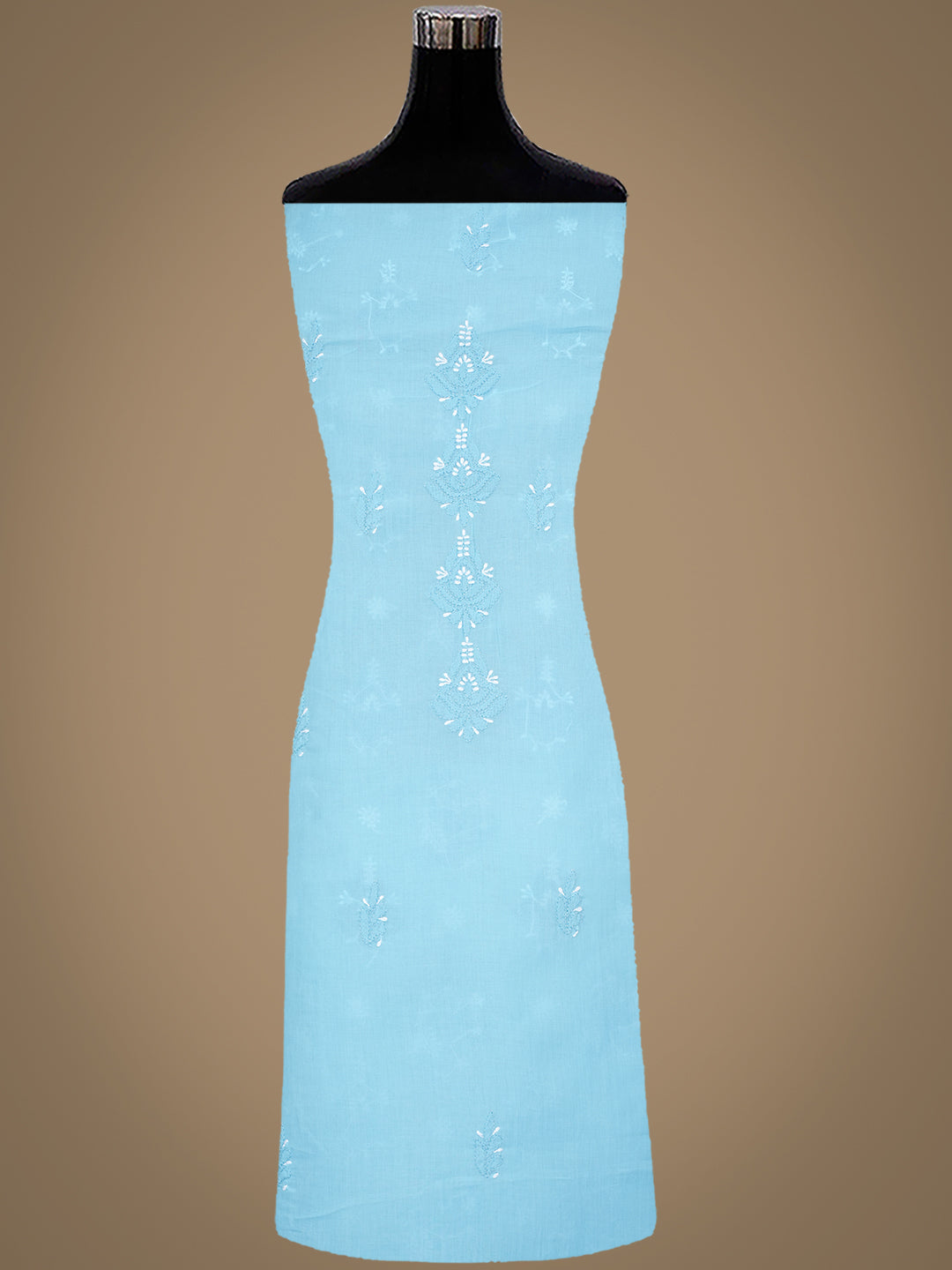 Ada Hand Embroidered Blue Cotton Lucknowi Chikankari Unstitched Suit Piece 01A595785