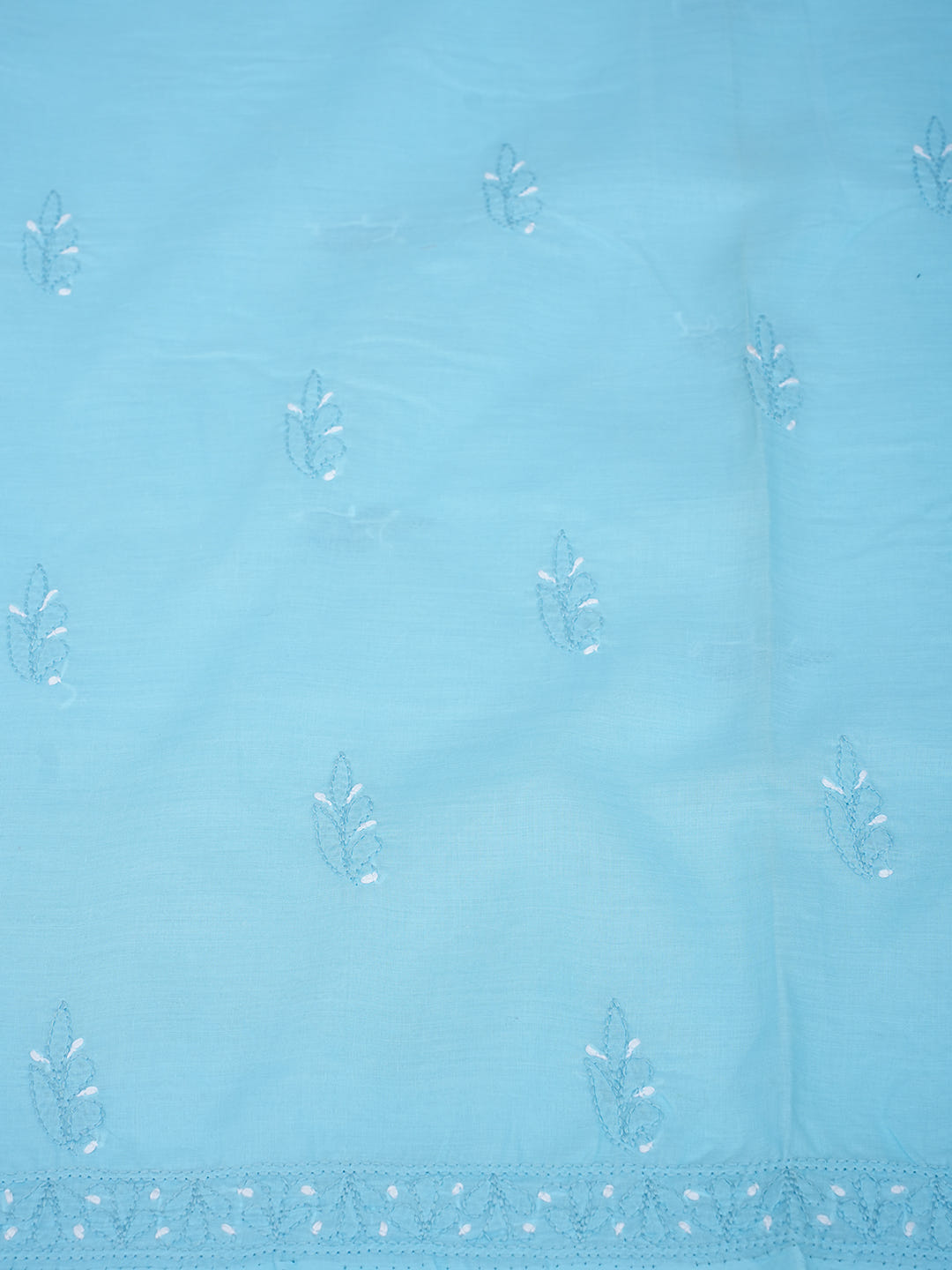 Ada Hand Embroidered Blue Cotton Lucknowi Chikankari Unstitched Suit Piece 01A595785