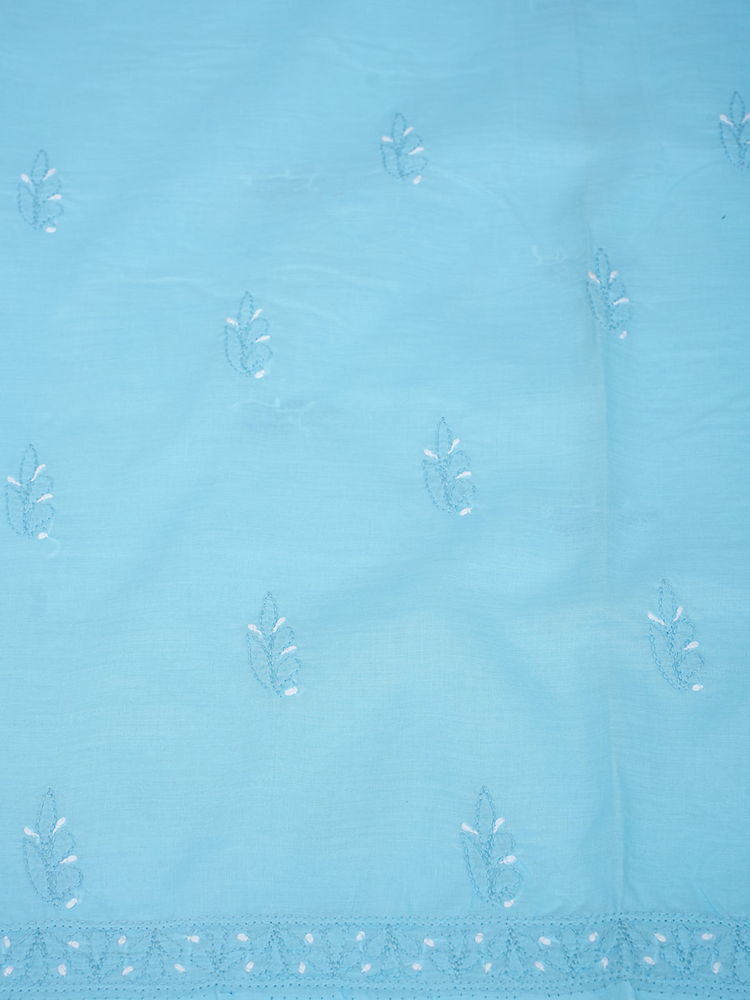 Ada Hand Embroidered Blue Cotton Lucknowi Chikankari Unstitched Suit Piece 01A595785