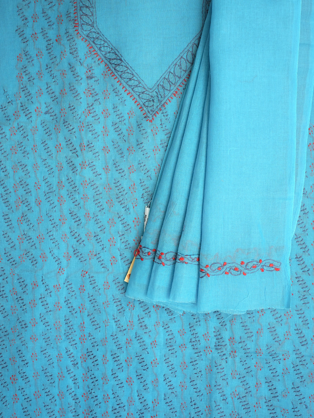 Ada Hand Embroidered Blue Cotton Lucknowi Chikankari Unstitched Suit Piece 01A893894_5