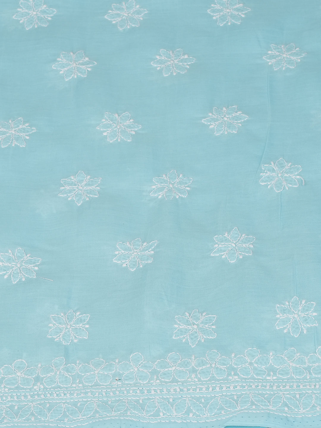 Ada Hand Embroidered Blue Cotton Lucknowi Chikankari Unstitched Suit Piece 01A921058