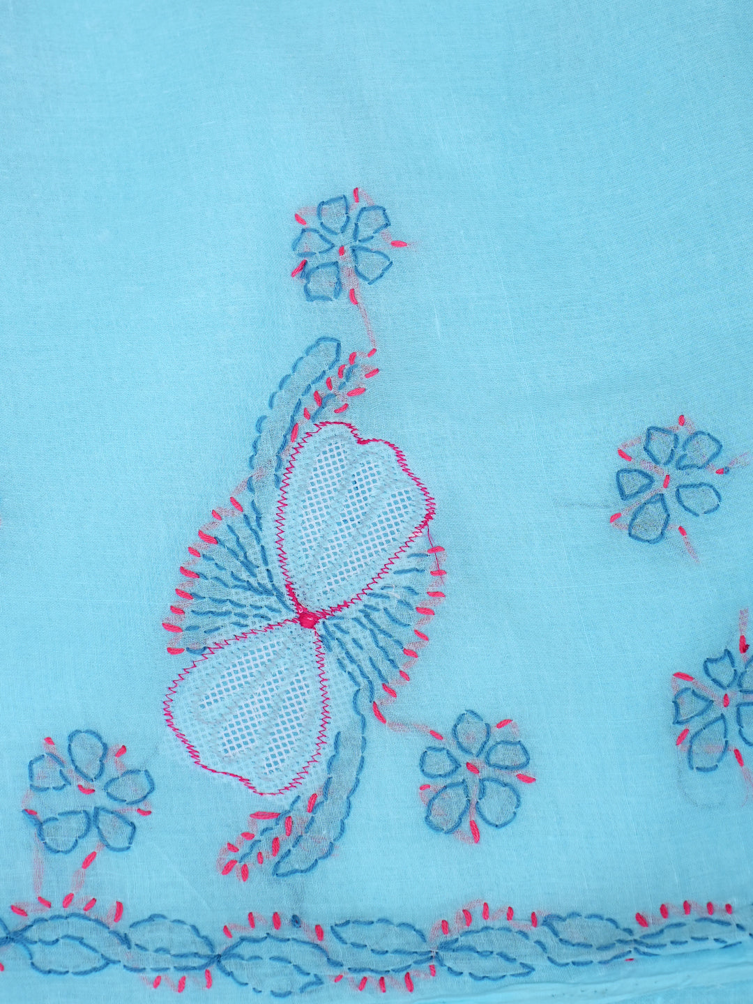 Ada Hand Embroidered Blue Cotton Lucknowi Chikankari Unstitched Suit Piece 01A952207_4