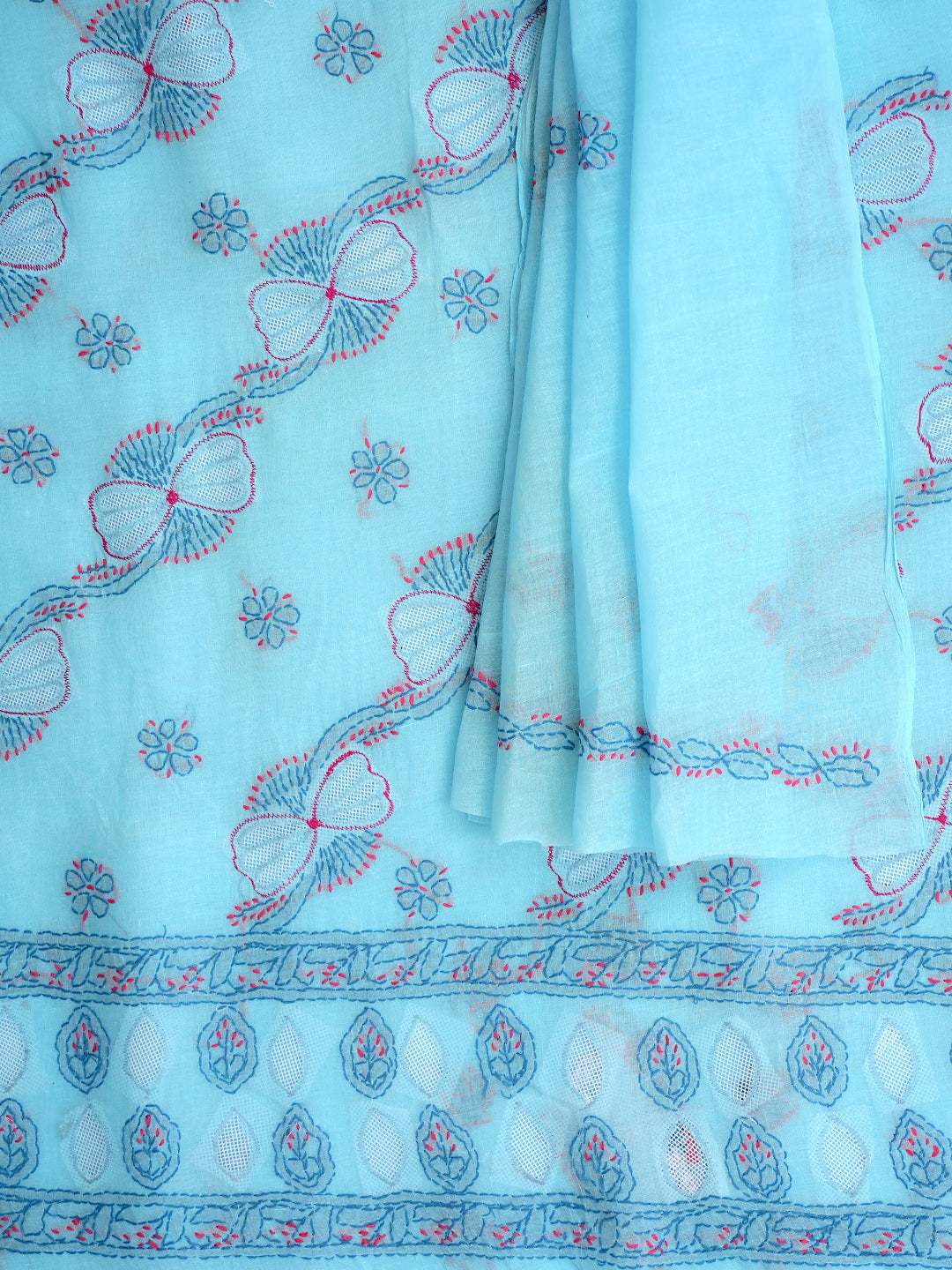 Ada Hand Embroidered Blue Cotton Lucknowi Chikankari Unstitched Suit Piece 01A952207_6