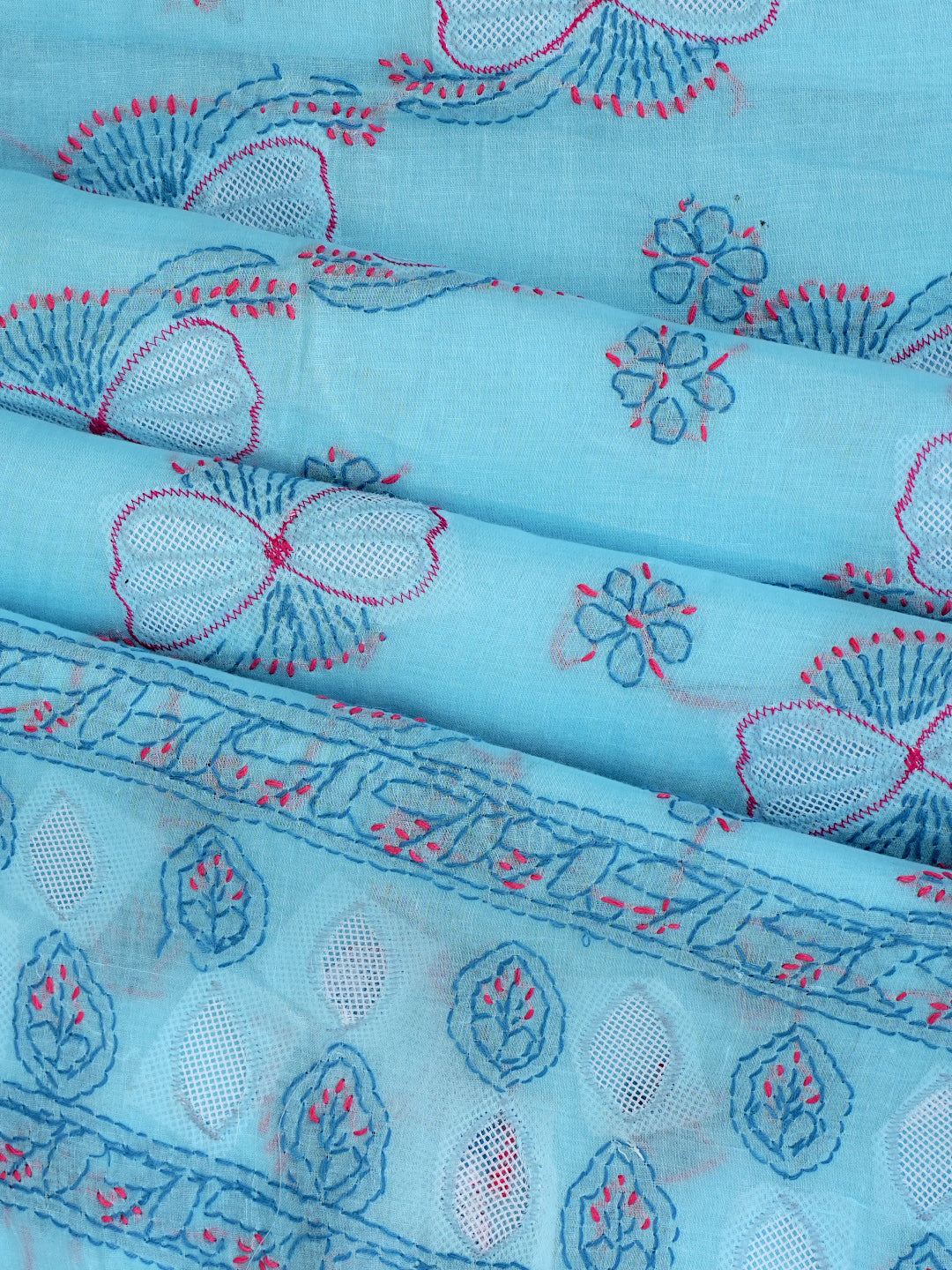 Ada Hand Embroidered Blue Cotton Lucknowi Chikankari Unstitched Suit Piece 01A952207_7