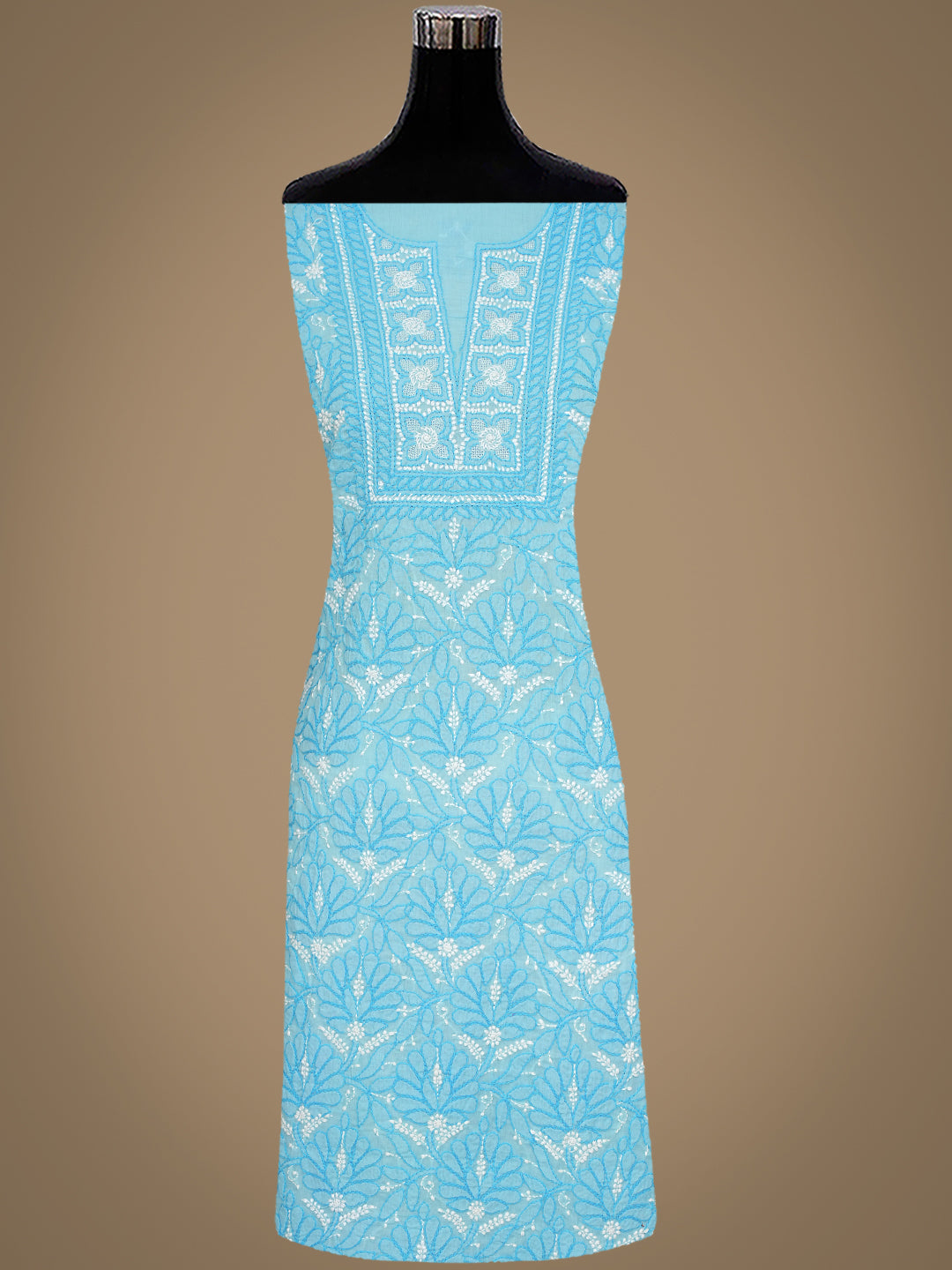 Ada Hand Embroidered Blue Cotton Lucknowi Chikankari Unstitched Suit Piece 01A986931