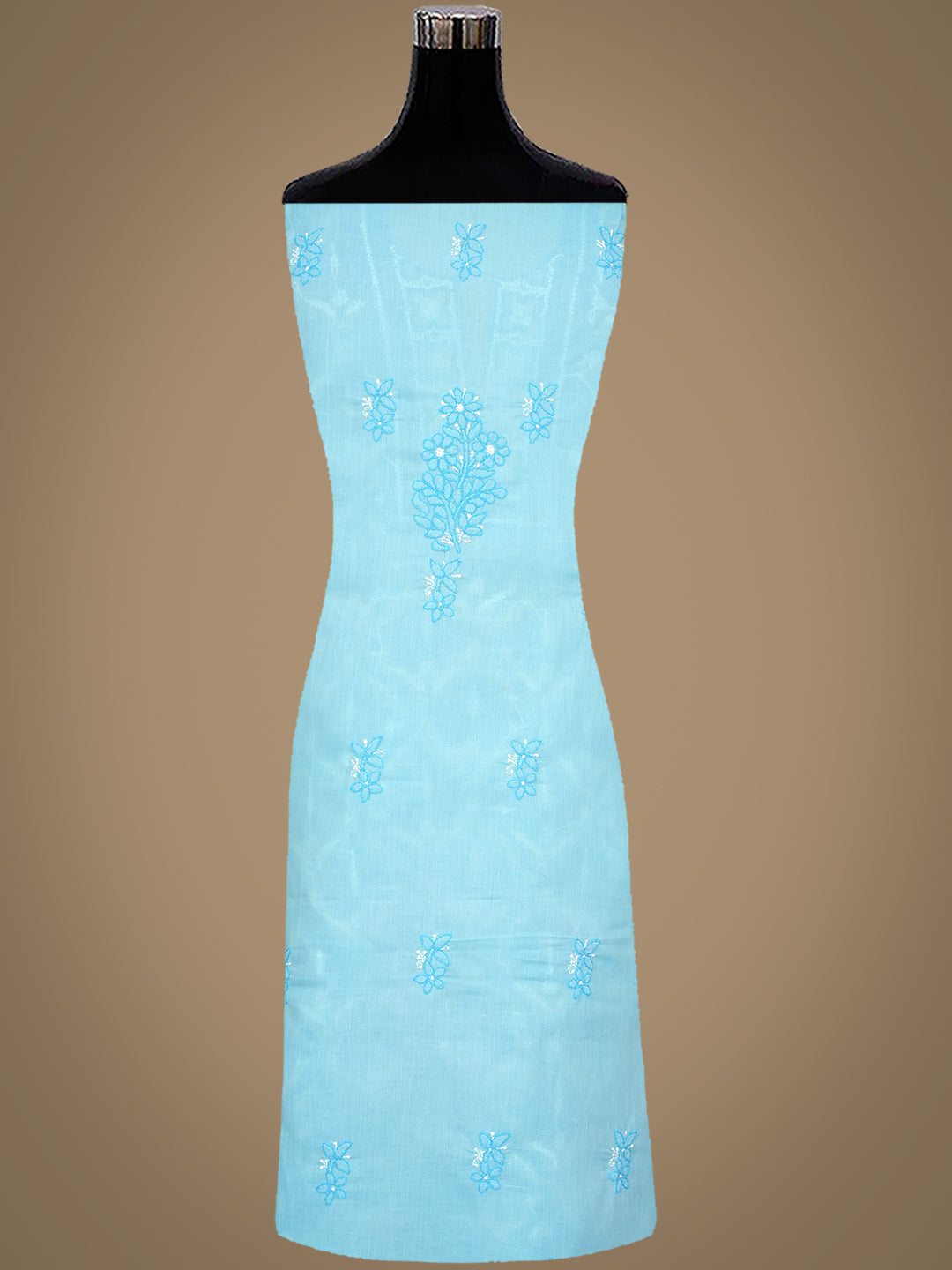 Ada Hand Embroidered Blue Cotton Lucknowi Chikankari Unstitched Suit Piece 01A986931