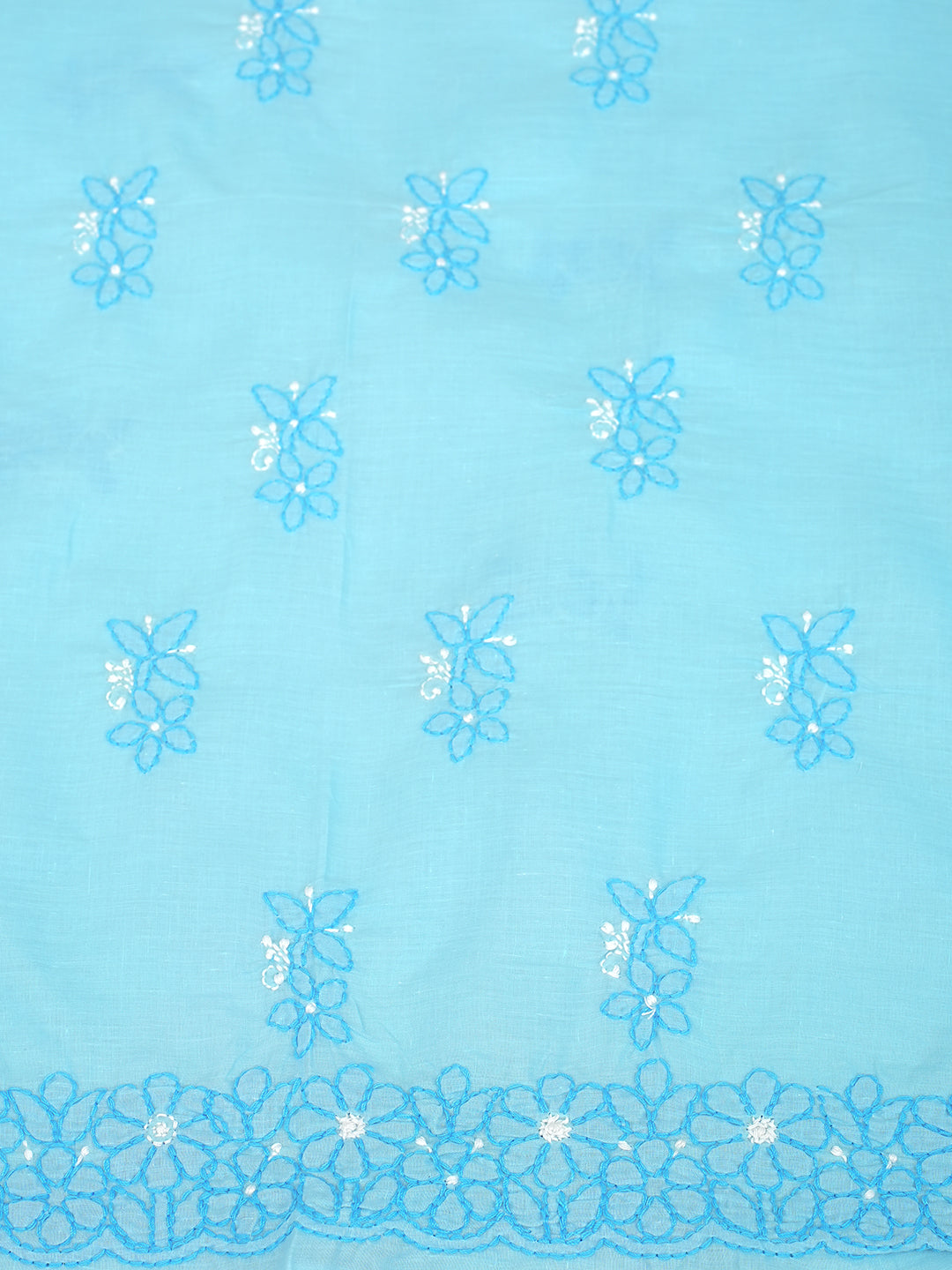 Ada Hand Embroidered Blue Cotton Lucknowi Chikankari Unstitched Suit Piece 01A986931