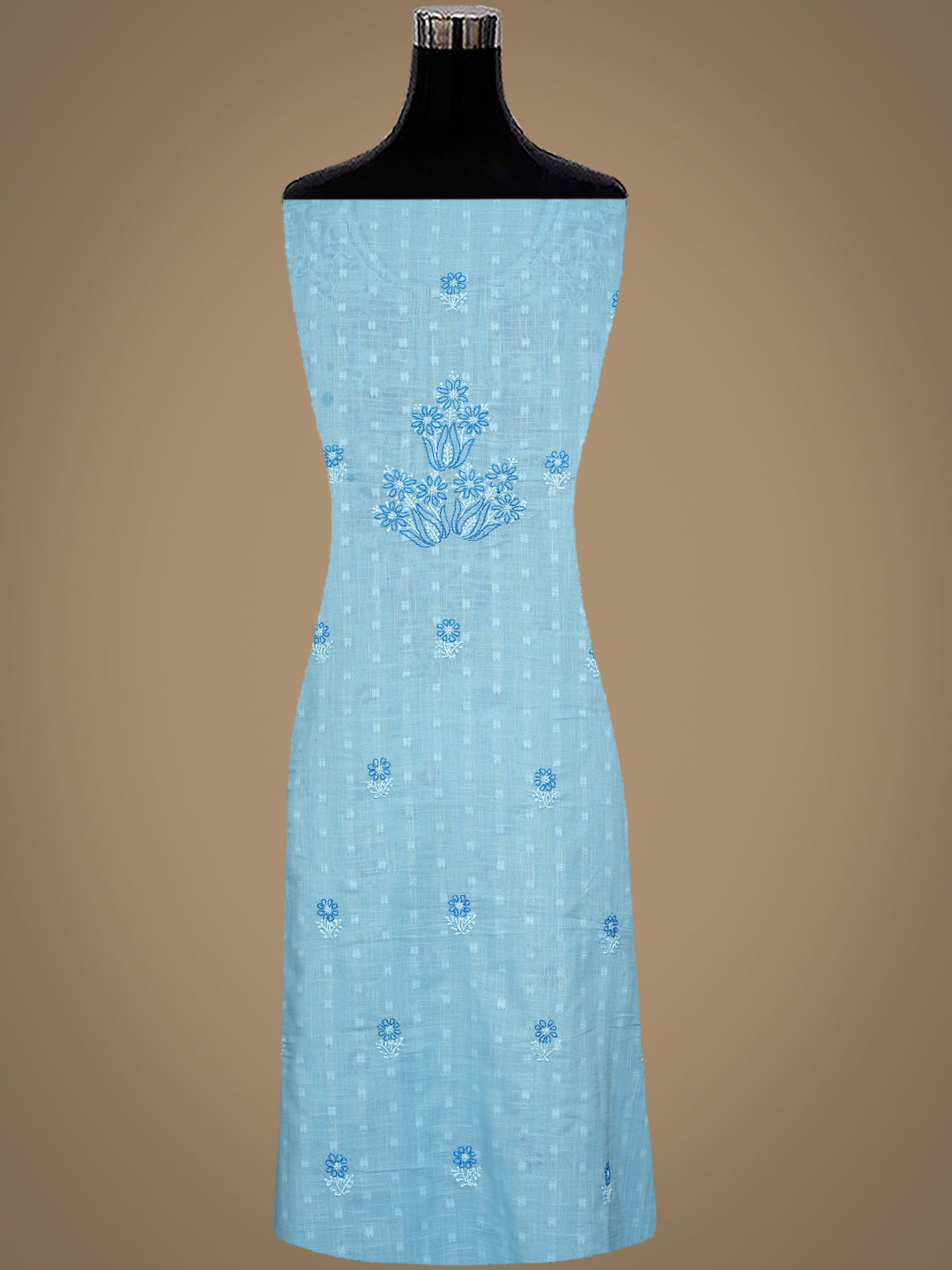 Ada Hand Embroidered Blue Cotton Lucknowi Chikankari Unstitched Suit Piece 01A988392
