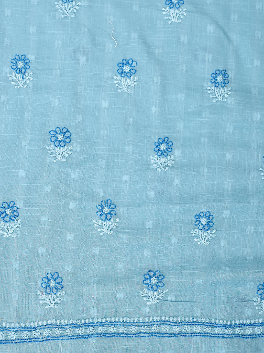 Ada Hand Embroidered Blue Cotton Lucknowi Chikankari Unstitched Suit Piece 01A988392