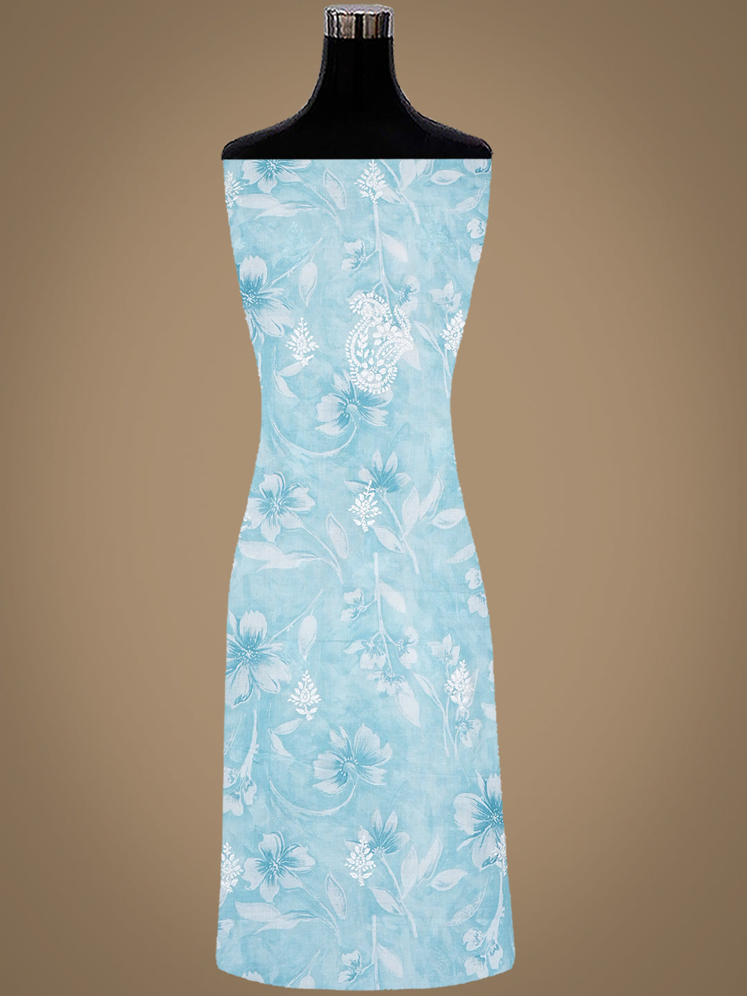 Ada Hand Embroidered Blue Cotton Lucknowi Chikankari Unstitched Suit Piece 01A989961
