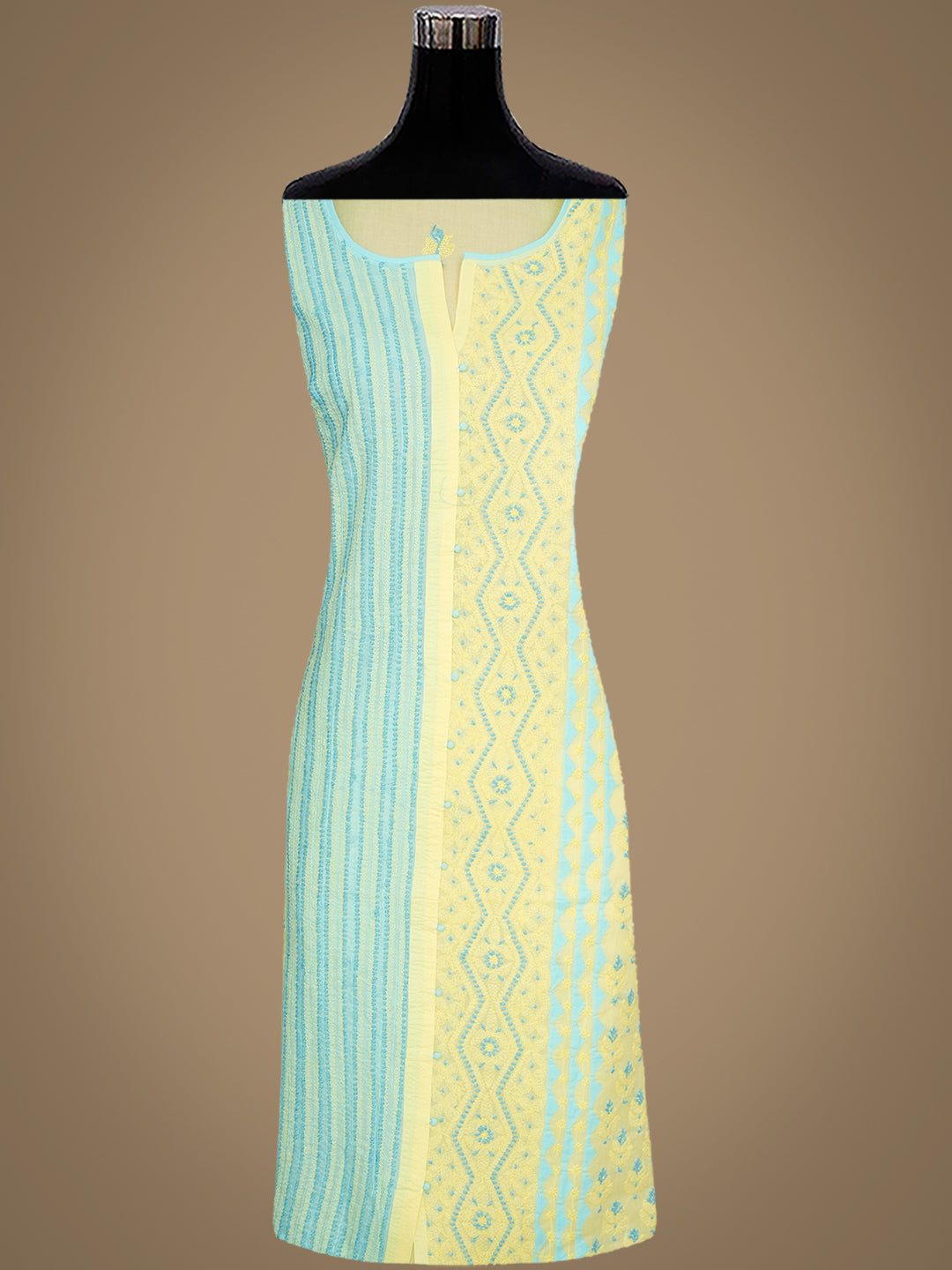 Ada Hand Embroidered Blue Cotton Lucknowi Chikankari Unstitched Suit Piece 01A993047
