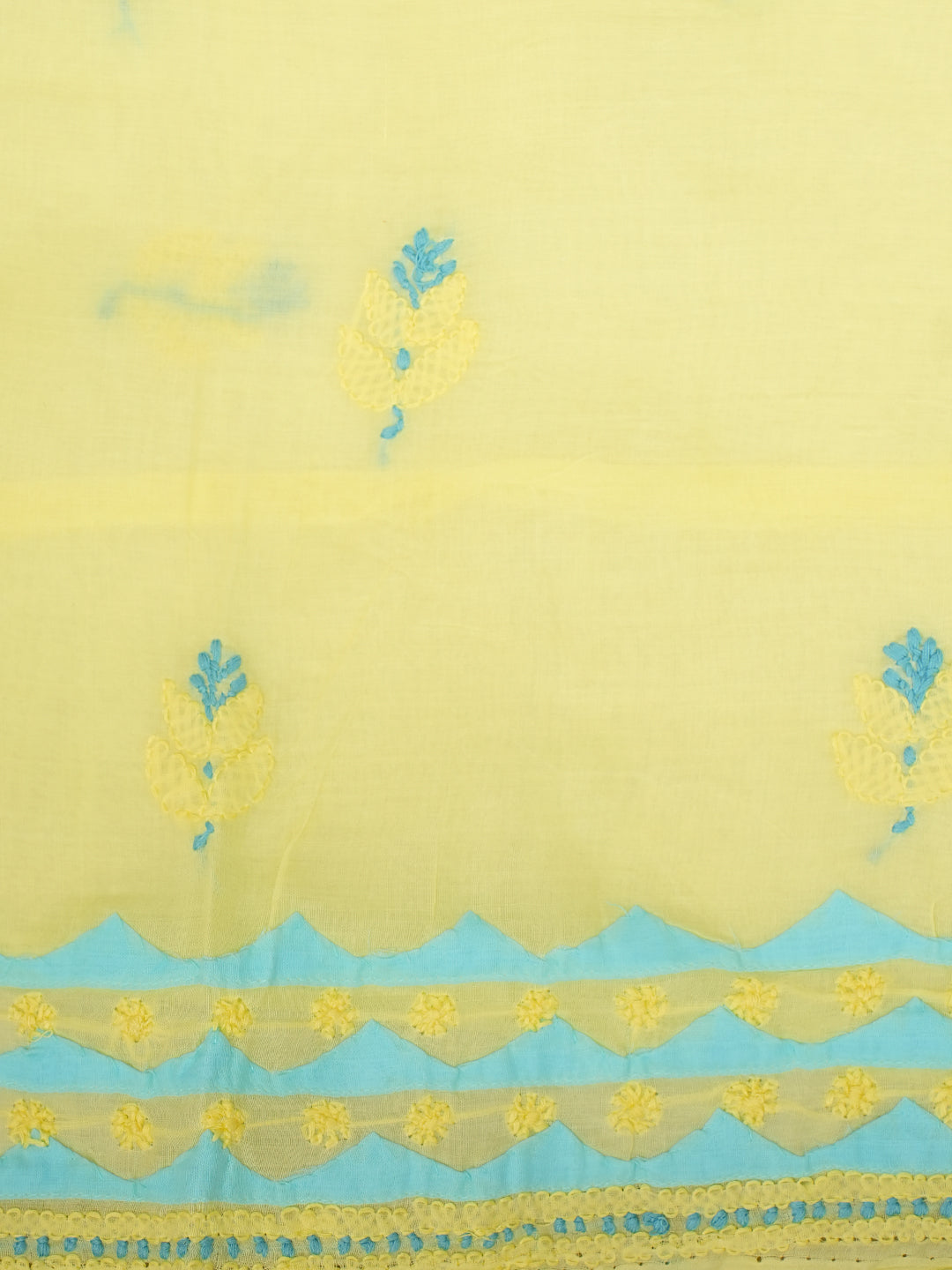 Ada Hand Embroidered Blue Cotton Lucknowi Chikankari Unstitched Suit Piece 01A993047