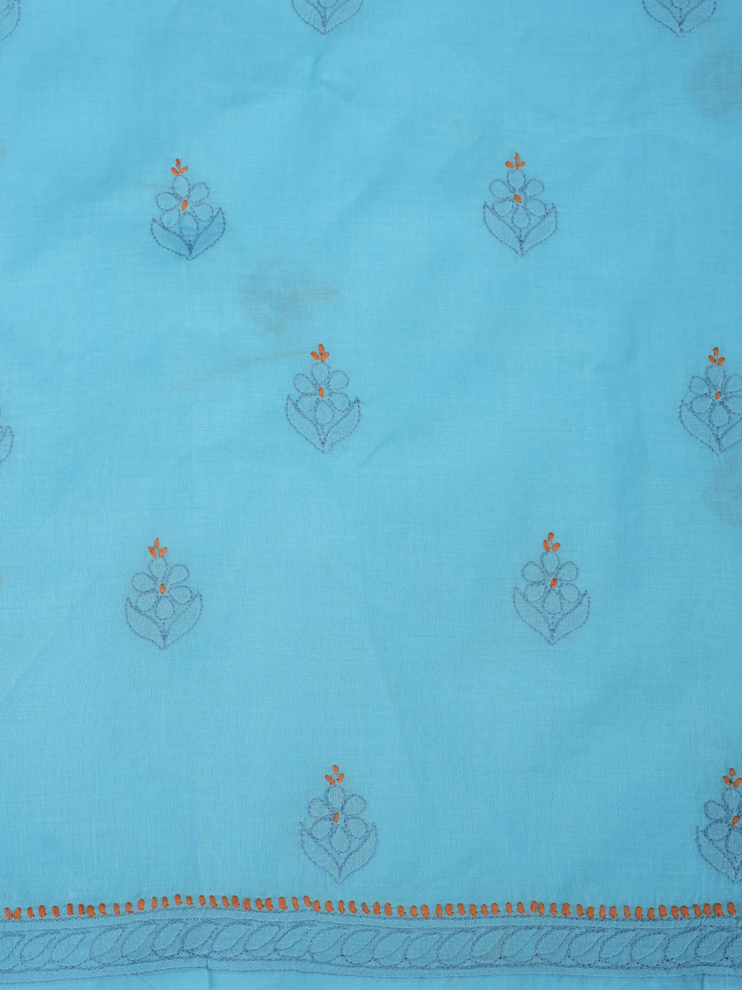 Ada Hand Embroidered Blue Cotton Lucknowi Chikankari Unstitched Suit Piece With Chiffon Dupatta 01A1010621_4