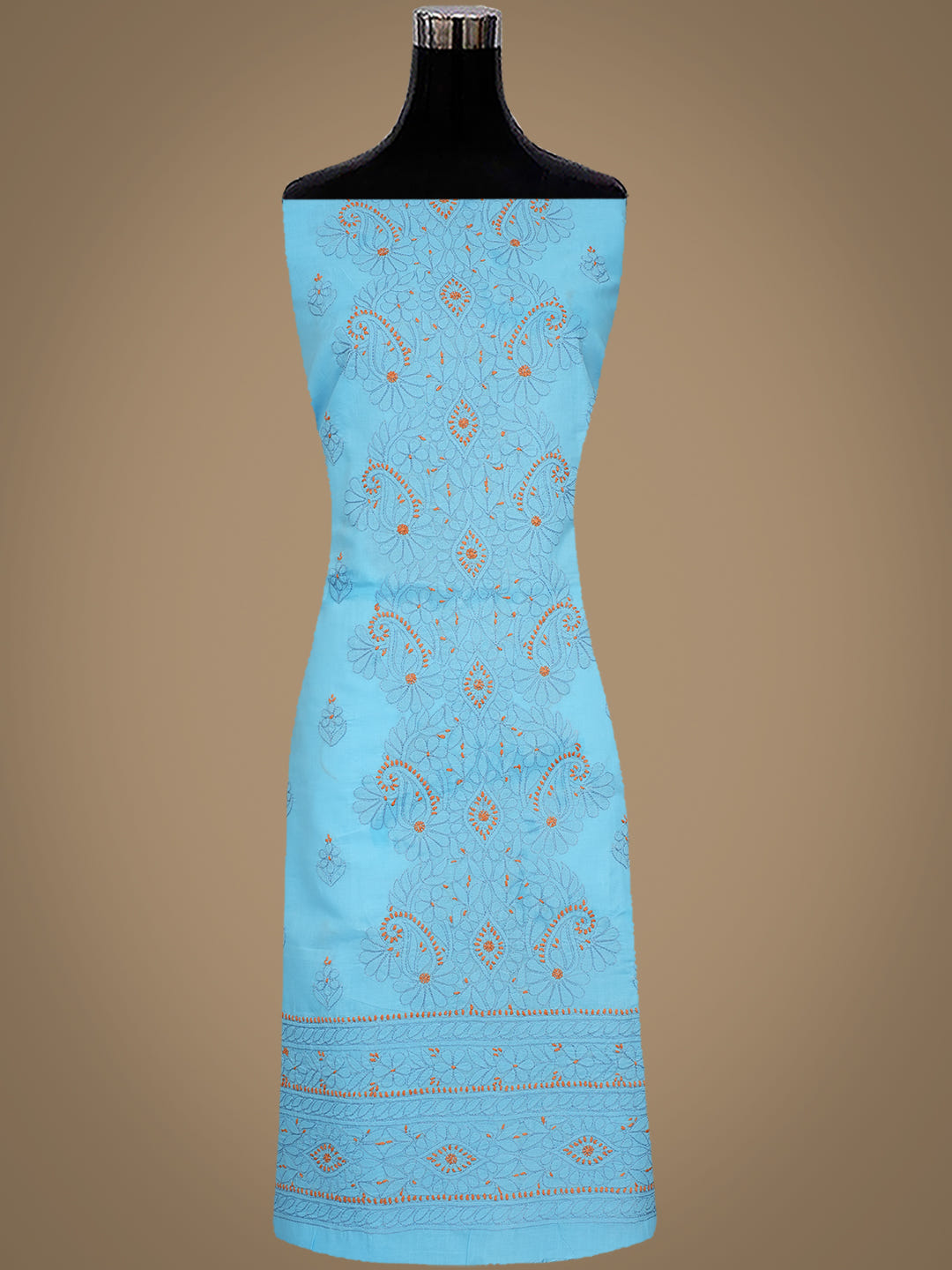 Ada Hand Embroidered Blue Cotton Lucknowi Chikankari Unstitched Suit Piece With Chiffon Dupatta 01A1010621_6