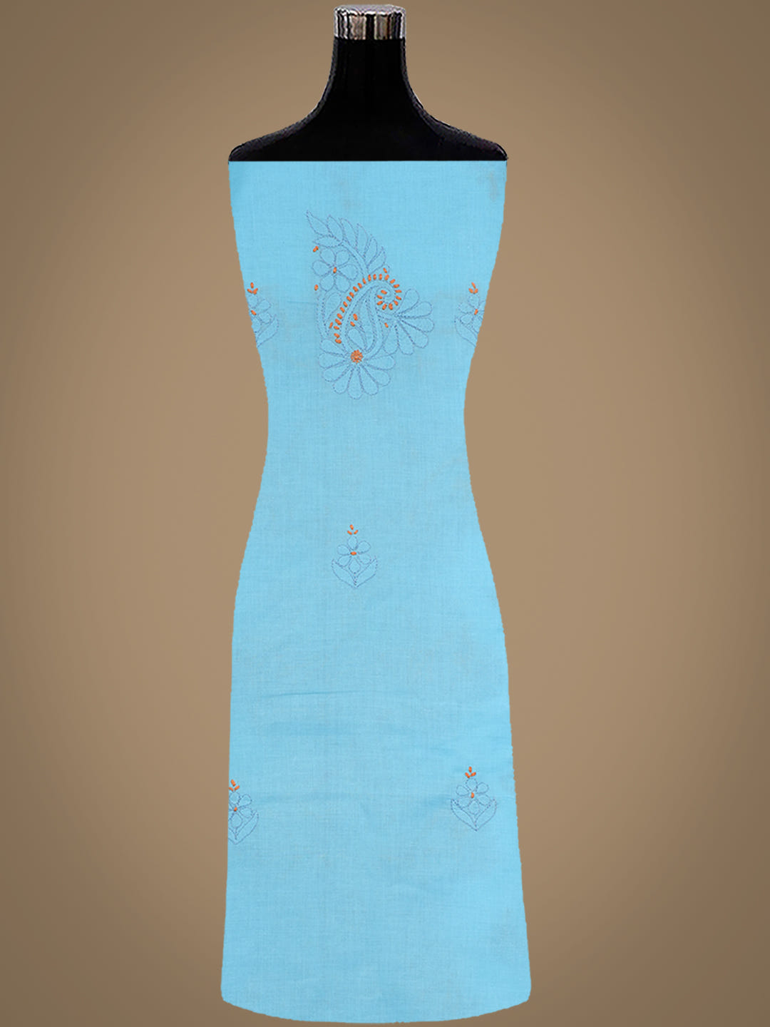 Ada Hand Embroidered Blue Cotton Lucknowi Chikankari Unstitched Suit Piece With Chiffon Dupatta 01A1010621_8
