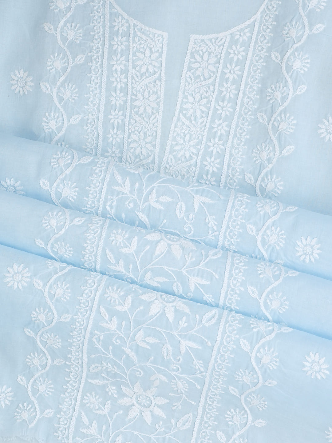 Ada Hand Embroidered Blue Cotton Lucknowi Chikankari Unstitched Suit Piece With Chiffon Dupatta 01A1025630_3