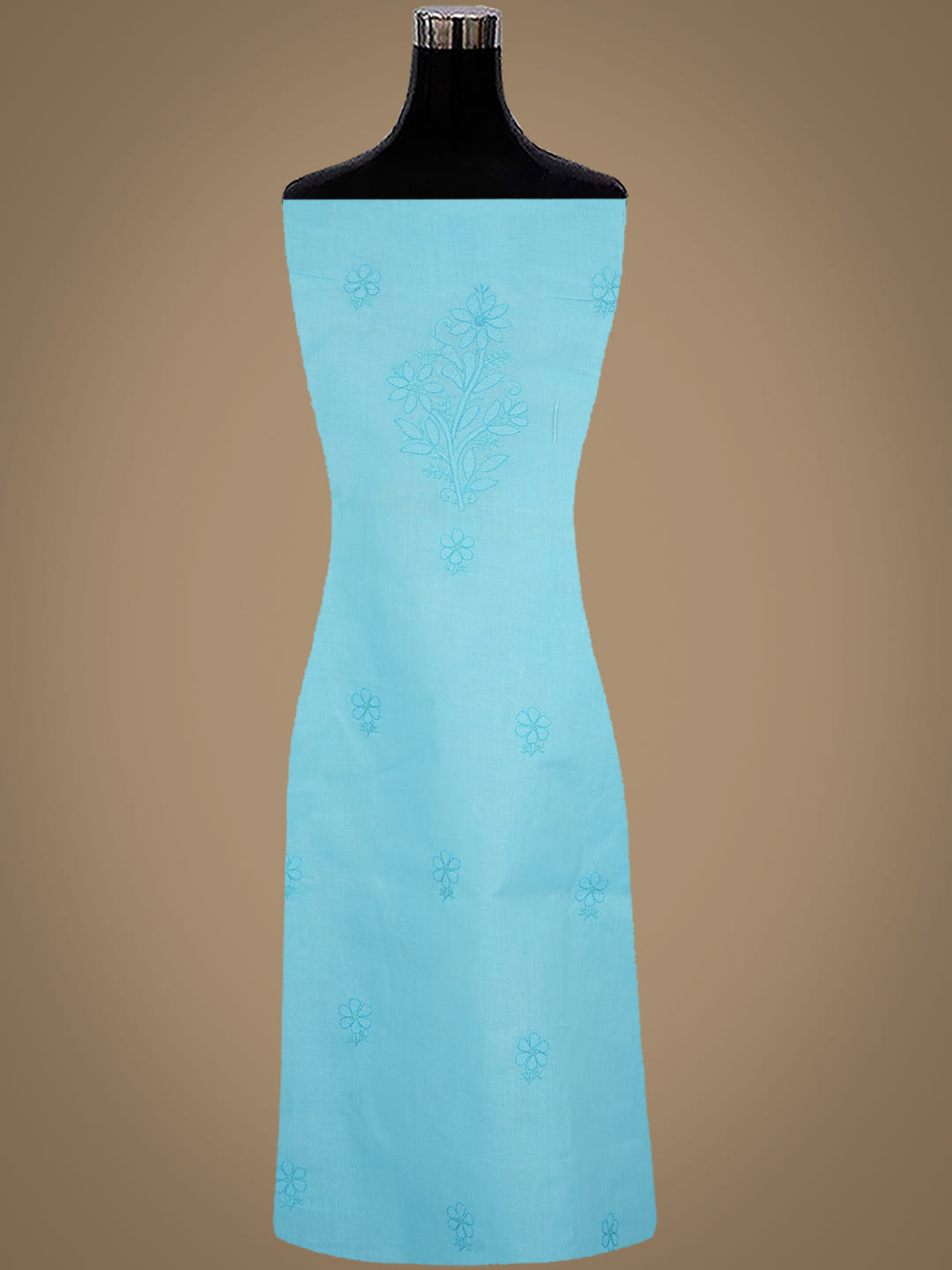 Ada Hand Embroidered Blue Cotton Lucknowi Chikankari Unstitched Suit Piece With Chiffon Dupatta 01A1025759_2