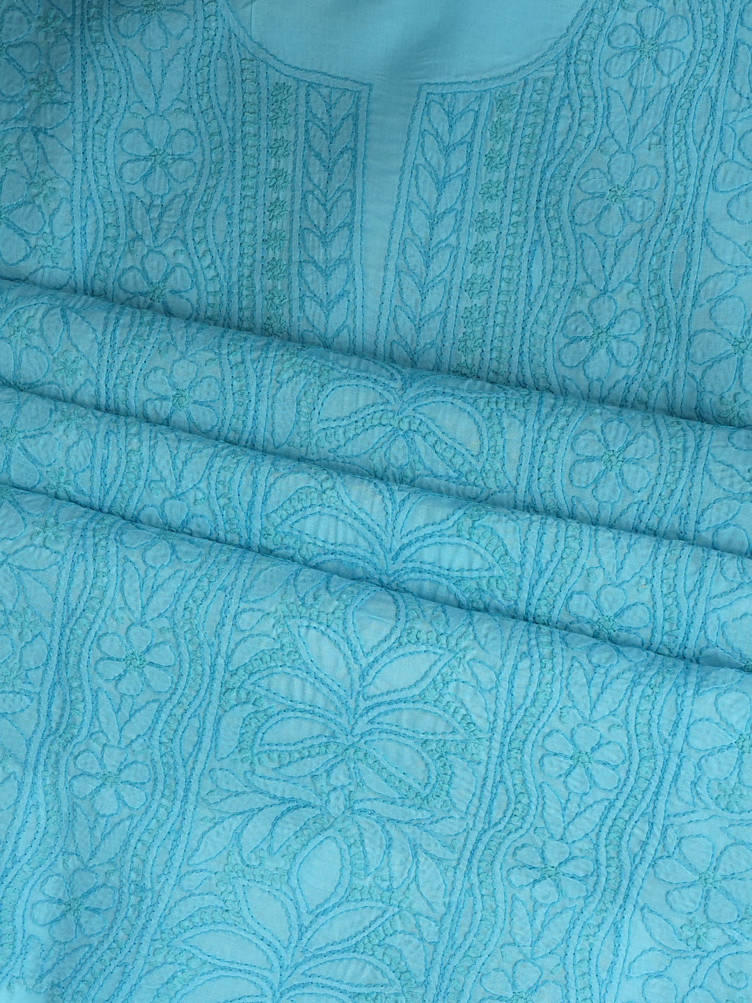Ada Hand Embroidered Blue Cotton Lucknowi Chikankari Unstitched Suit Piece With Chiffon Dupatta 01A1025759_4
