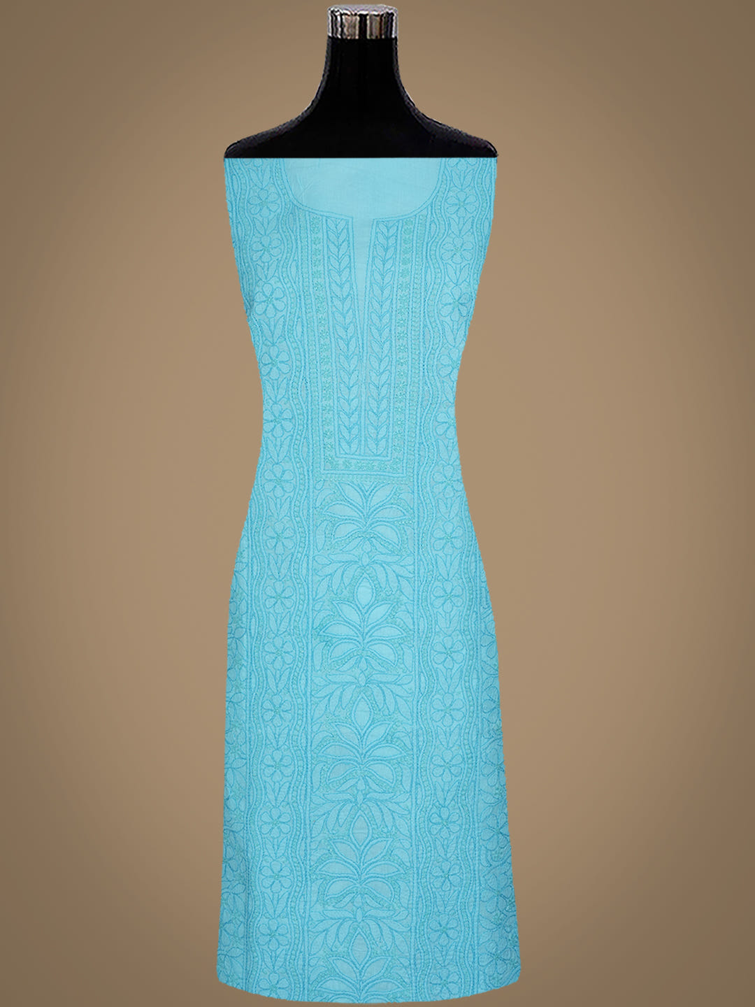 Ada Hand Embroidered Blue Cotton Lucknowi Chikankari Unstitched Suit Piece With Chiffon Dupatta 01A1025759_7