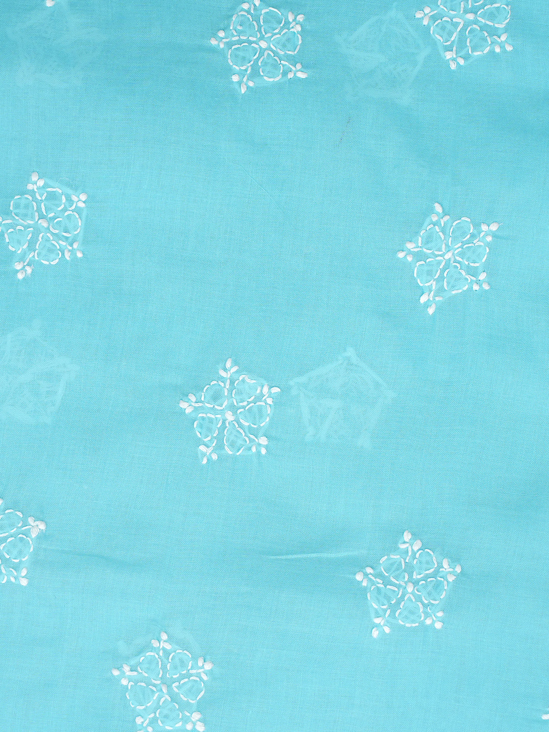 Ada Hand Embroidered Blue Cotton Lucknowi Chikankari Unstitched Suit Piece With Chiffon Dupatta A211362