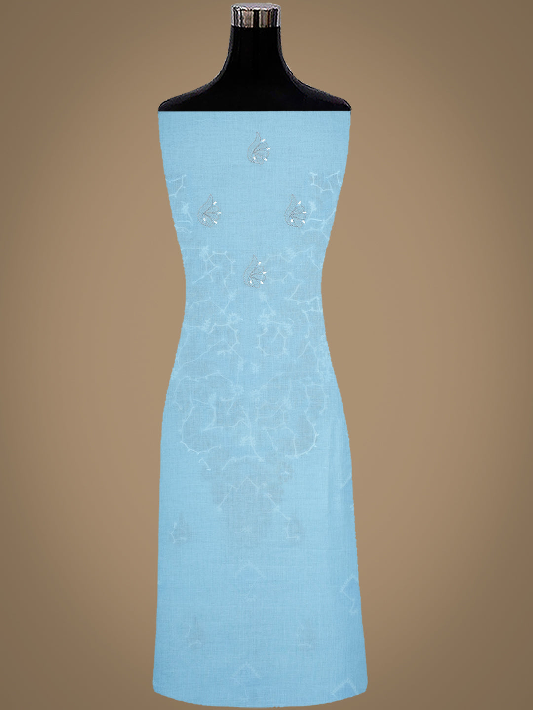 Ada Hand Embroidered Blue Cotton Lucknowi Chikankari Unstitched Suit Set With Chiffon Dupatta 01A879279