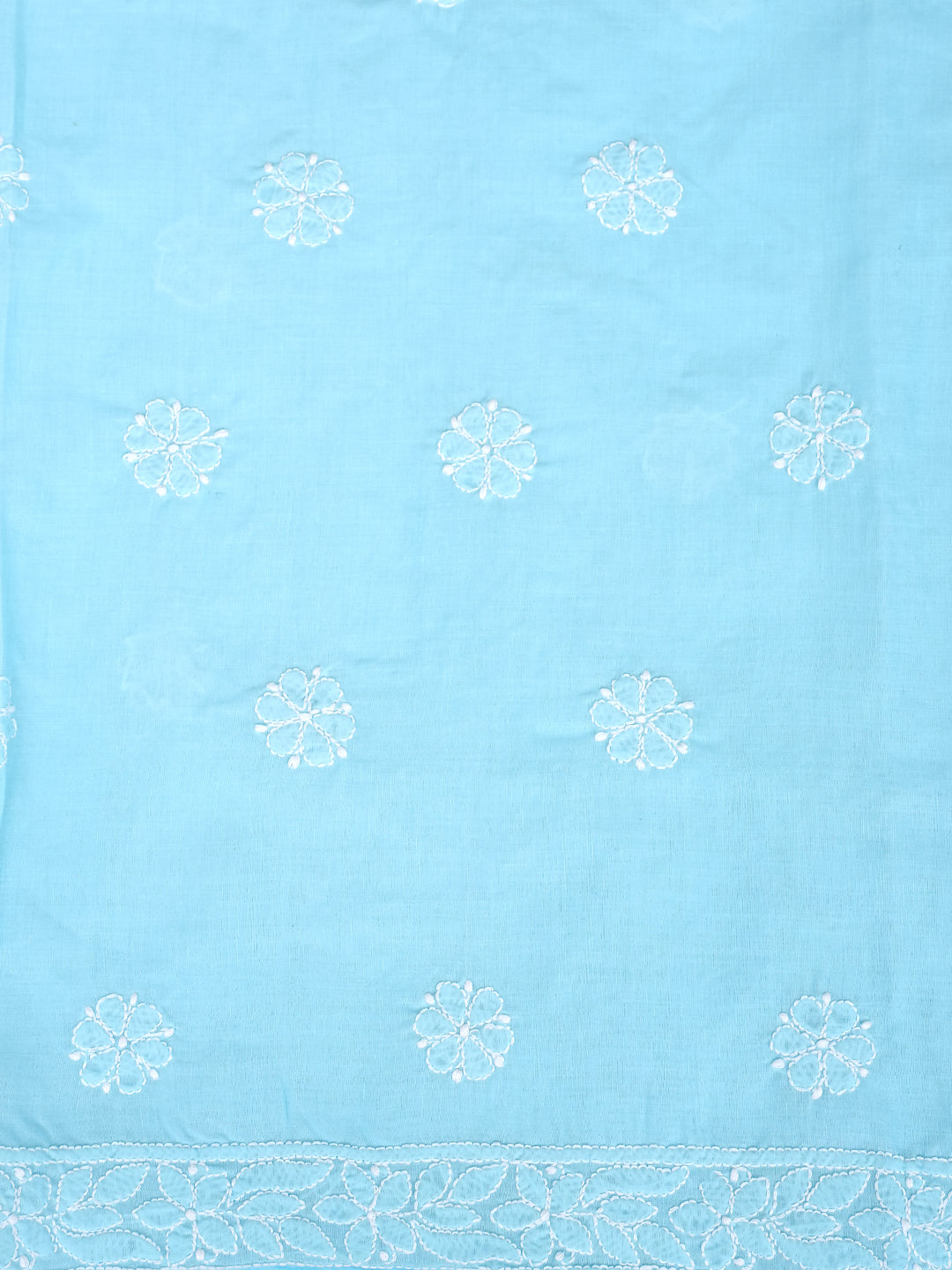 Ada Hand Embroidered Blue Cotton Lucknowi Chikankari Unstitched Suit Set With Chiffon Dupatta 01A992466