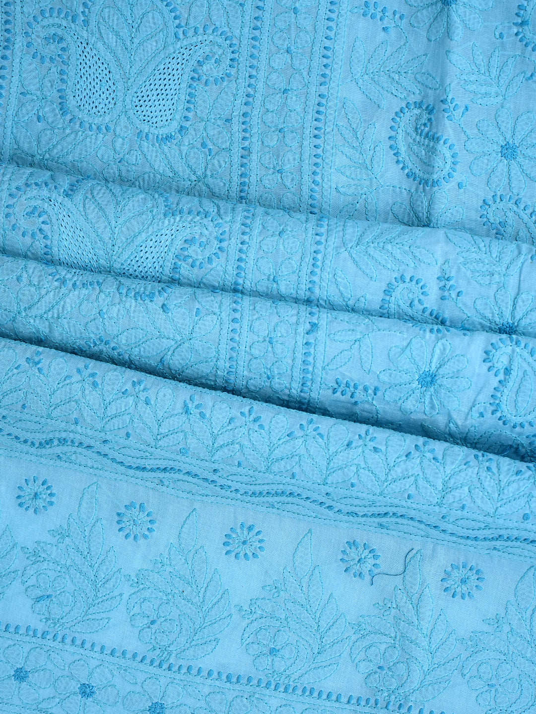 Ada Hand Embroidered Blue Cotton Lucknowi Chikankari Unstitched Suit Set With Chiffon Dupatta 01A992661