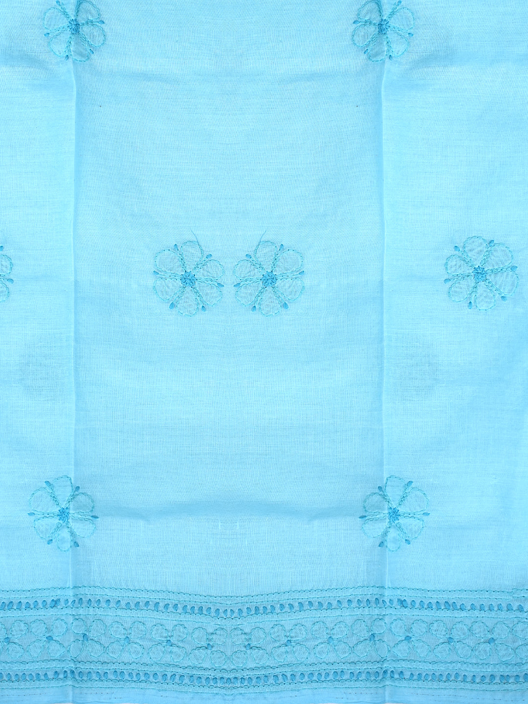 Ada Hand Embroidered Blue Cotton Lucknowi Chikankari Unstitched Suit Set With Chiffon Dupatta 01A992661