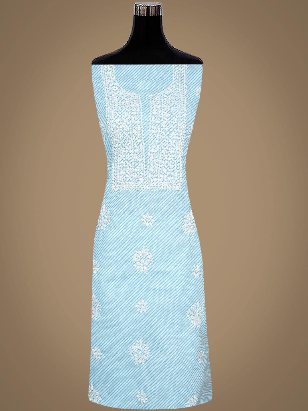 Ada Hand Embroidered Blue Cotton lucknowi Chikankari Unstitched Kurta 01A892977