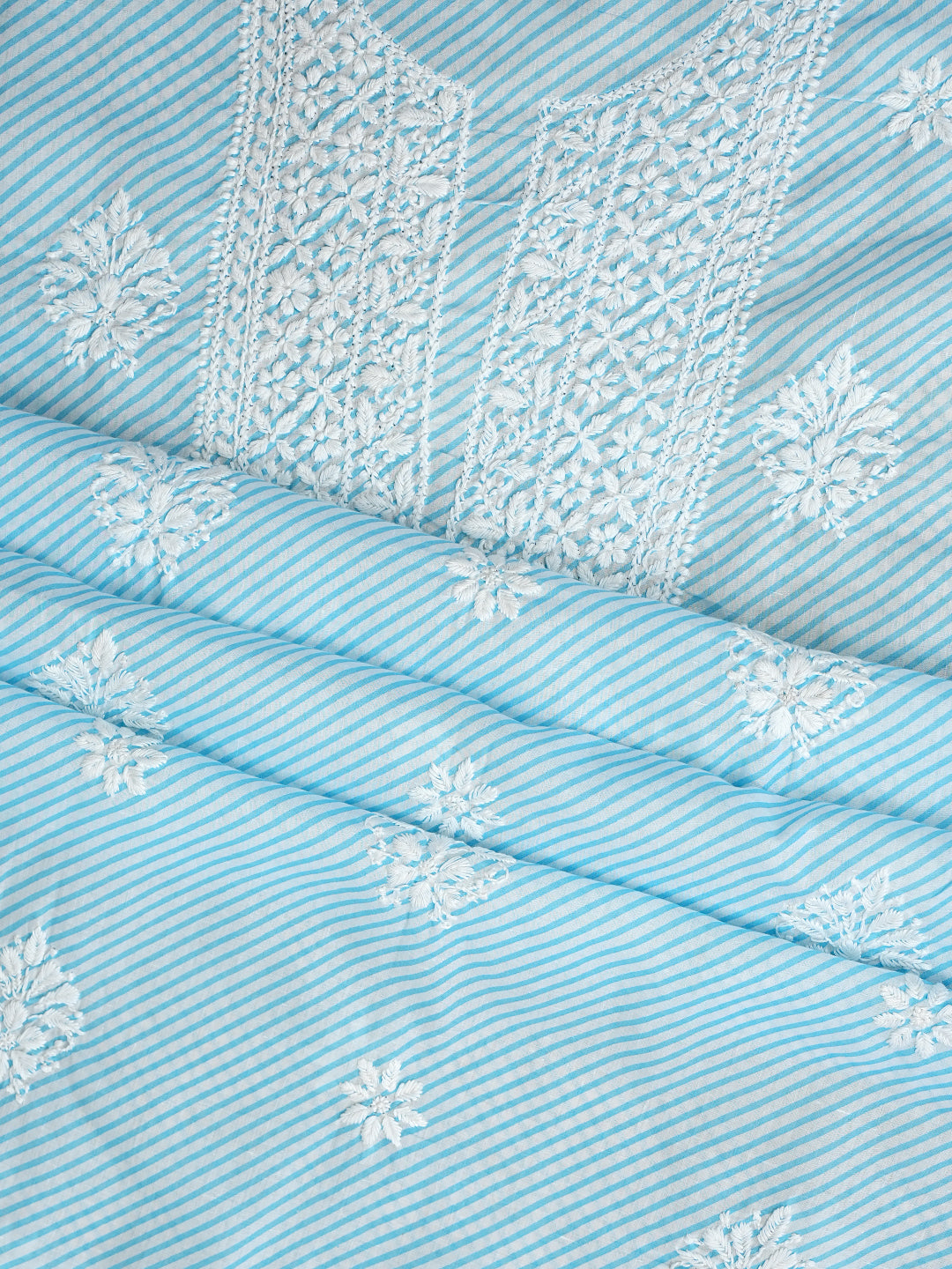 Ada Hand Embroidered Blue Cotton lucknowi Chikankari Unstitched Kurta 01A892977
