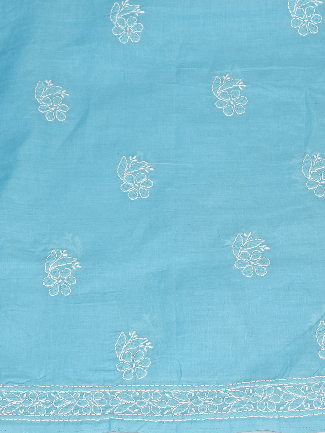 Ada Hand Embroidered Blue Cotton lucknowi Chikankari Unstitched Kurta 01A991852