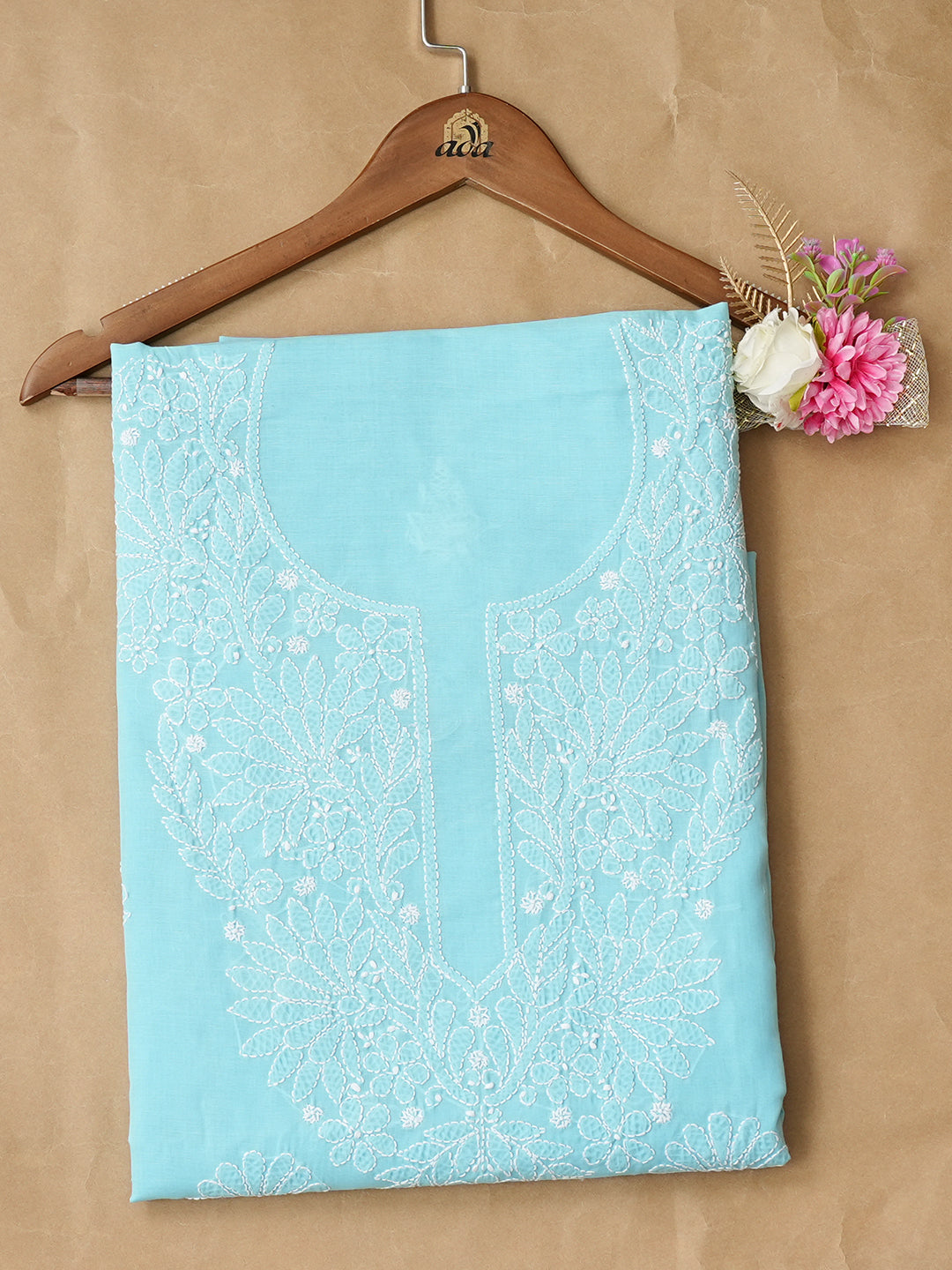 Ada Hand Embroidered Blue Cotton lucknowi Chikankari Unstitched Kurta 01A991897 1