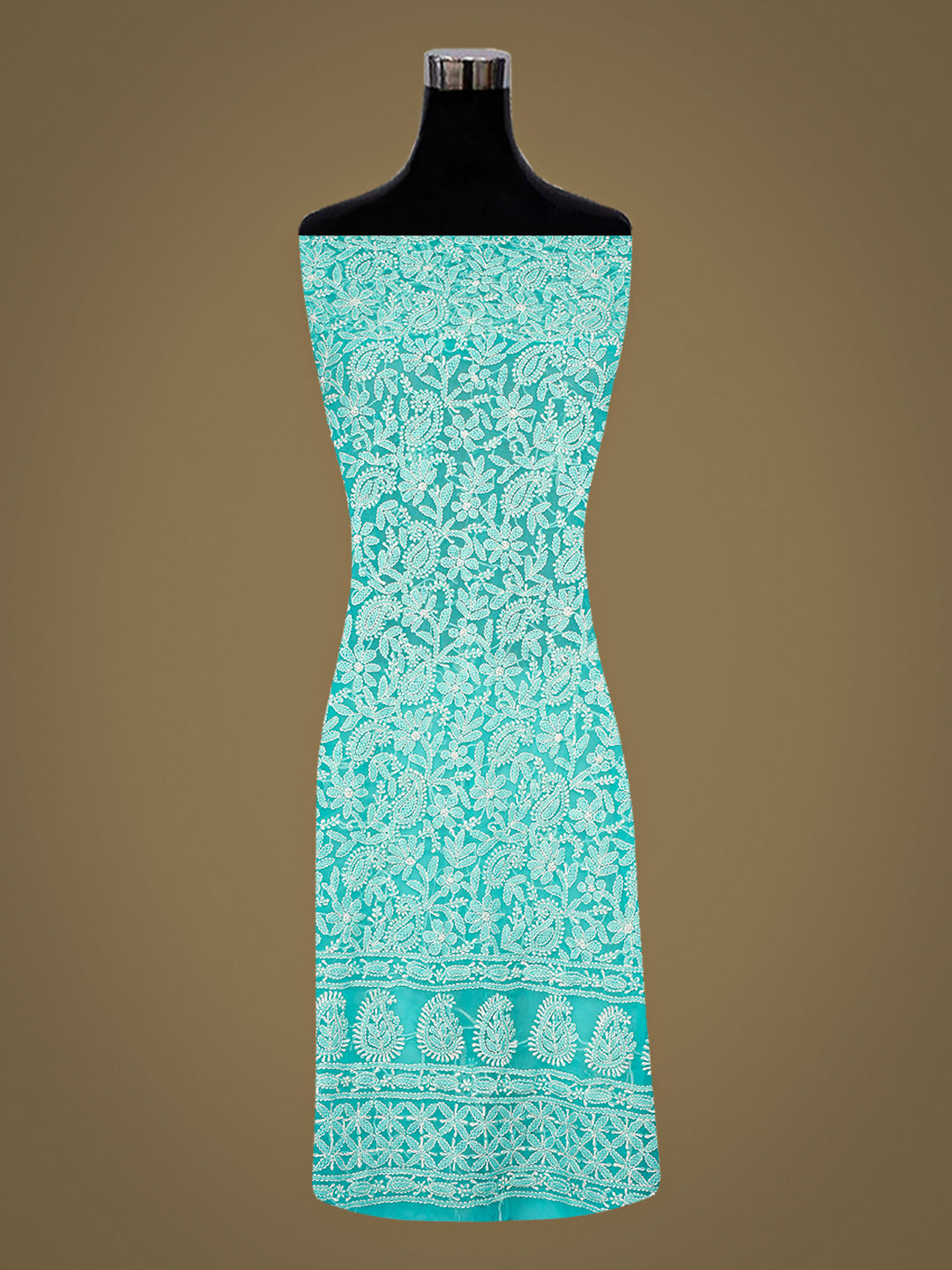 Ada Hand Embroidered Blue Faux Georgette Lucknowi Chikankari Unstitched Kurta 01A988971