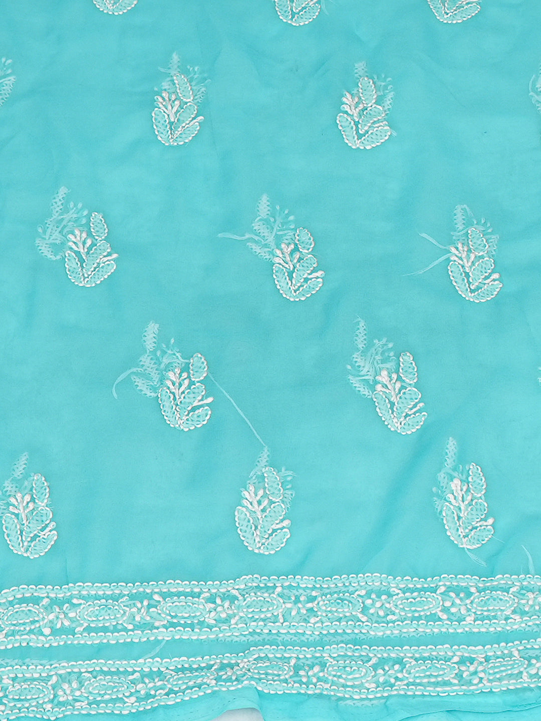 Ada Hand Embroidered Blue Faux Georgette Lucknowi Chikankari Unstitched Kurta 01A988971
